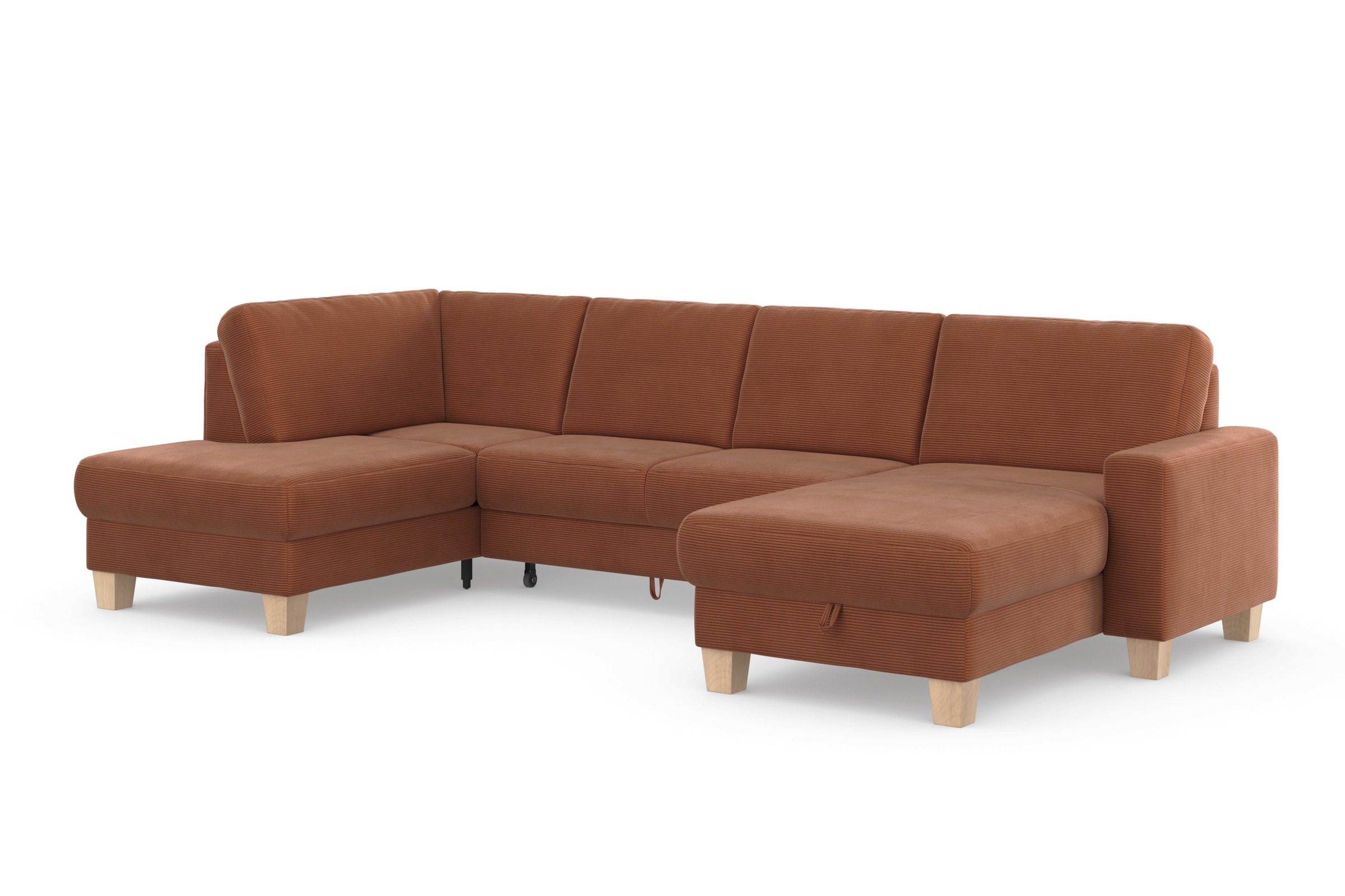 Home affaire Wohnlandschaft »Summer U-Form«, mit oder ohne Bettfunktion und Bettkasten, Cord-Bezug