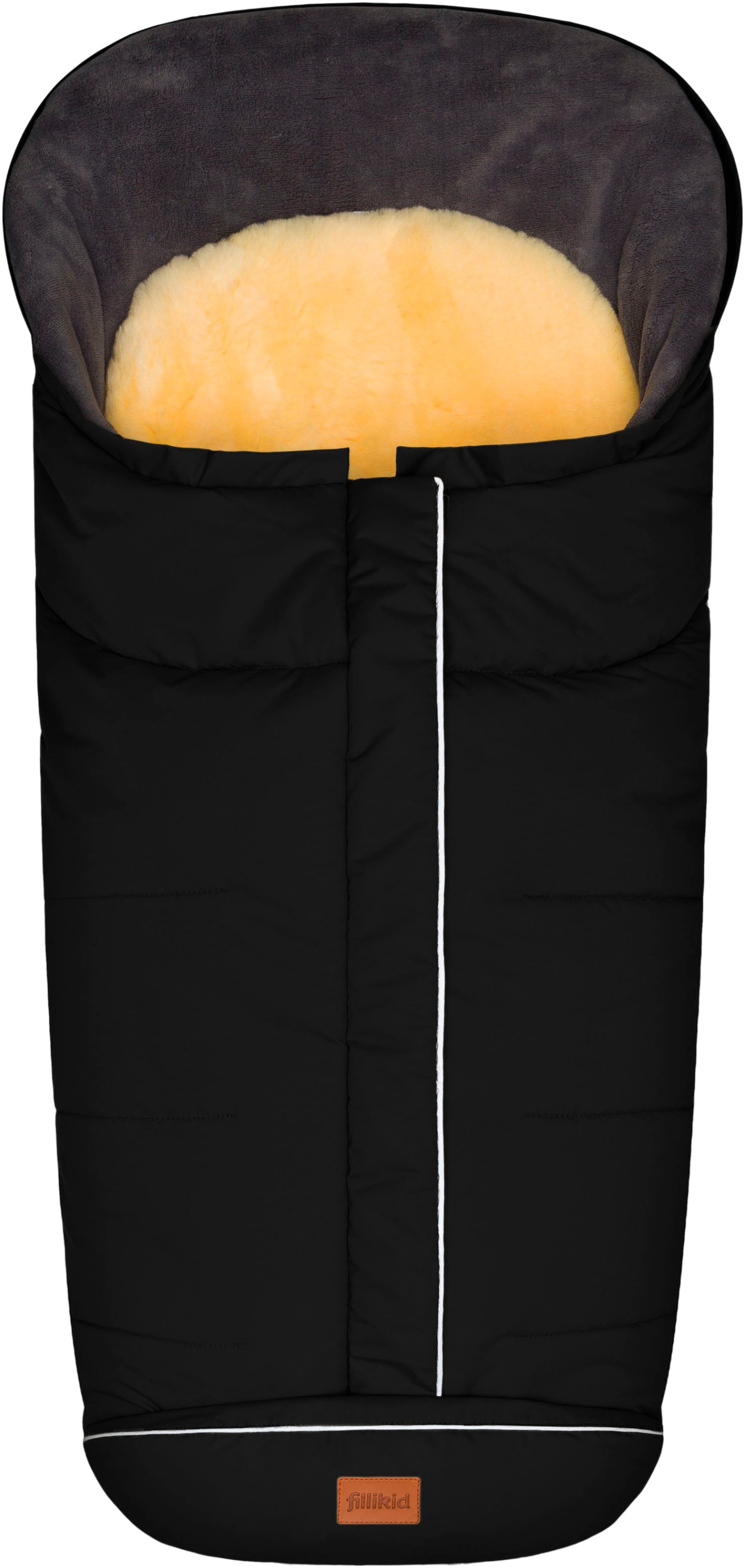 FILLIKID Kinder Fußsack "Nanga Lammfell, Winterfußsack", schwarz, Lammfell, Polyester, Fußsäcke, mit herausnehmbarer Lammfellauflage