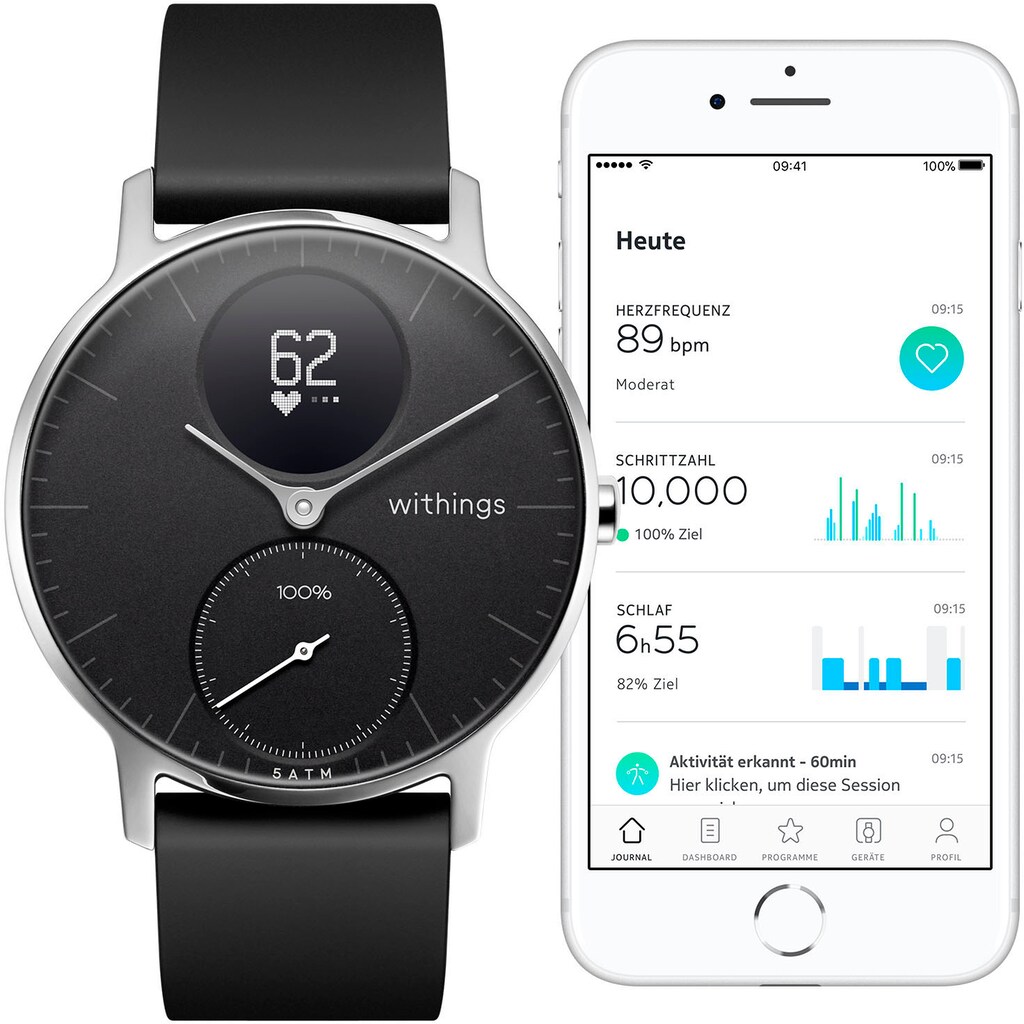 Withings Fitnessuhr »Activité STEEL HR (36 mm)«