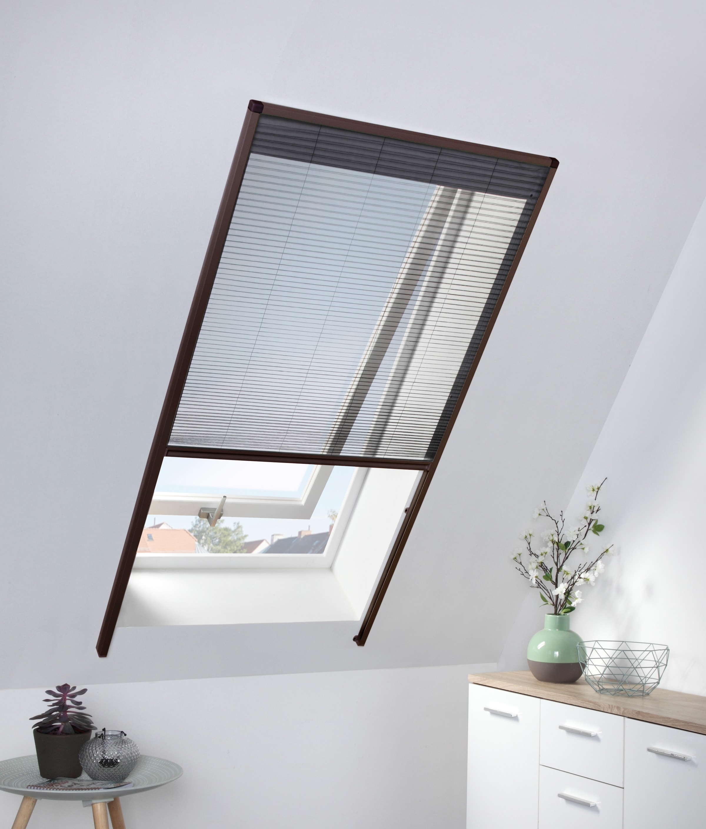 hecht international Insektenschutzrollo »für Dachfenster«, transparent, braun/anthrazit, BxH: 80x160 cm
