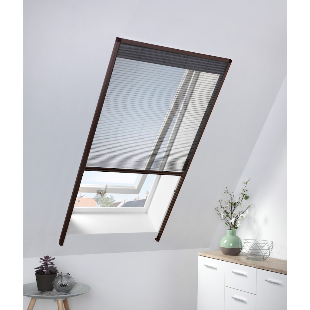 hecht international Insektenschutzrollo »für Dachfenster«, transparent, braun/anthrazit, BxH: 80x160 cm