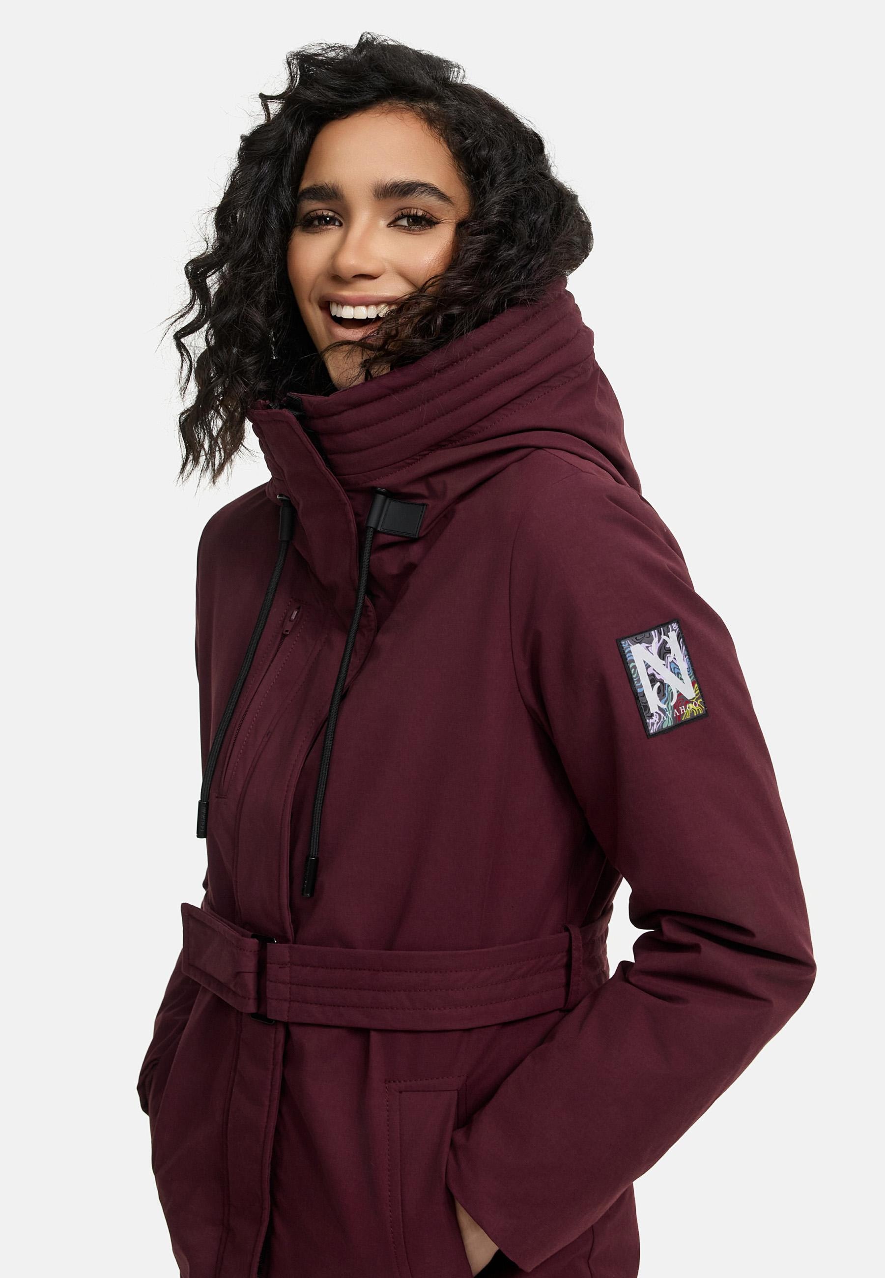 Navahoo Winterjacke »Eishauch 14«, mit Kapuze, Damen Winterparka mit Taillengürtel und Fleece-Kragen