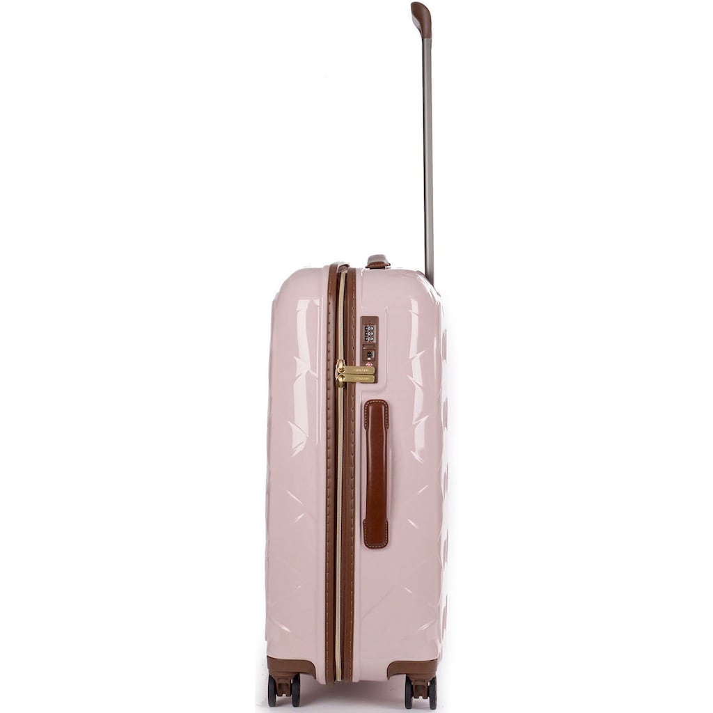 Stratic Hartschalen-Trolley »Leather&More M, rose«, 4 Rollen, Reisekoffer Reisegepäck Aufgabegepäck TSA-Zahlenschloss