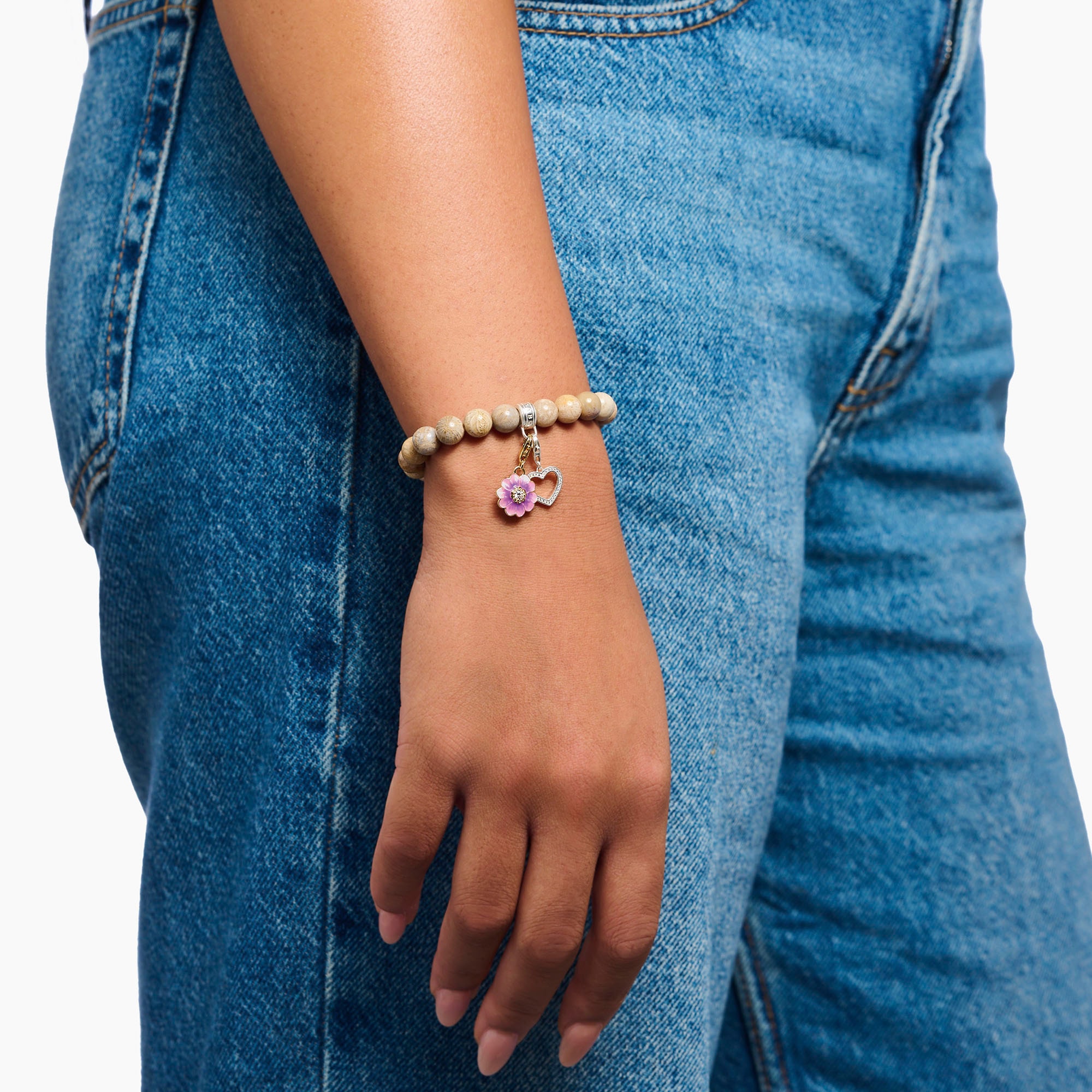 THOMAS SABO Charm-Armband »Charm Club: Bead-Armband Daisy Jaspis, X0293-014-16-L19«, mit Jaspis