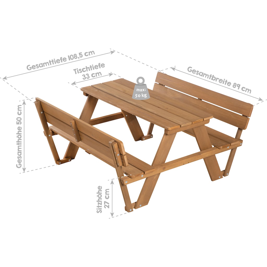 roba® Kindersitzgruppe »Picknick for 4 Outdoor Deluxe, Teakholz«