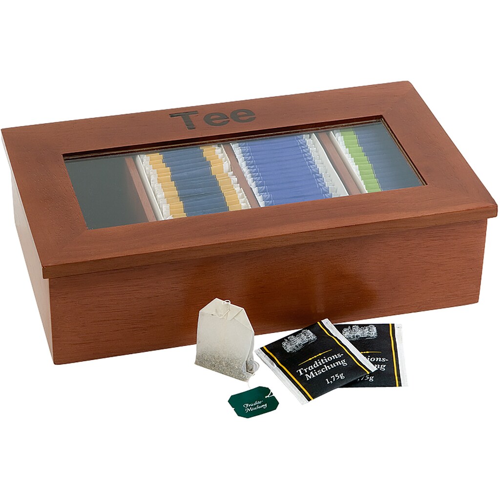APS Teebox, (1 tlg.), aus Echtholz, für bis zu 120 Teebeutel, großes Sichtfenster