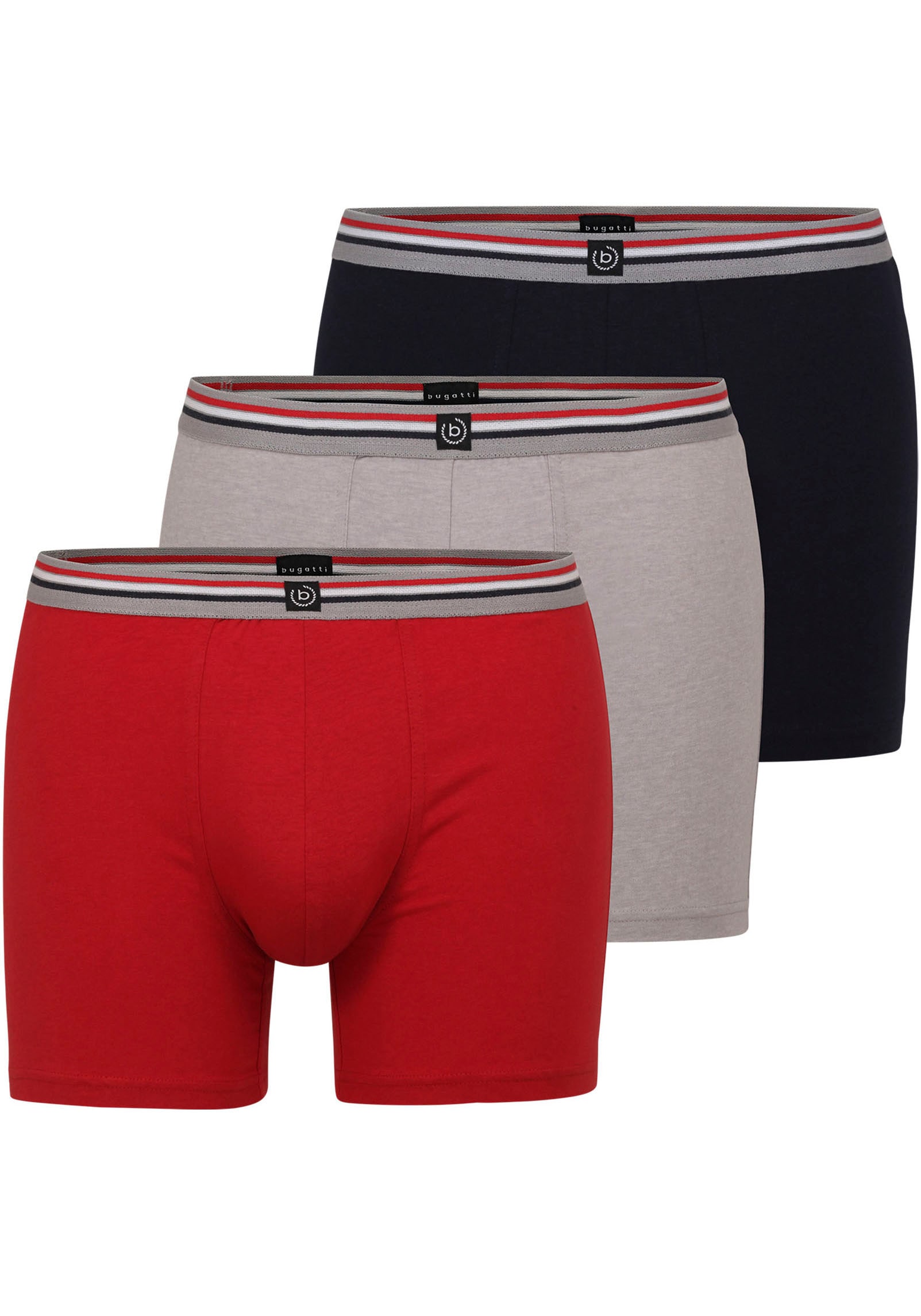 bugatti Boxershorts "Prag", (3er Pack), bequem, atmungsaktiv, Baumwollmix, günstig online kaufen