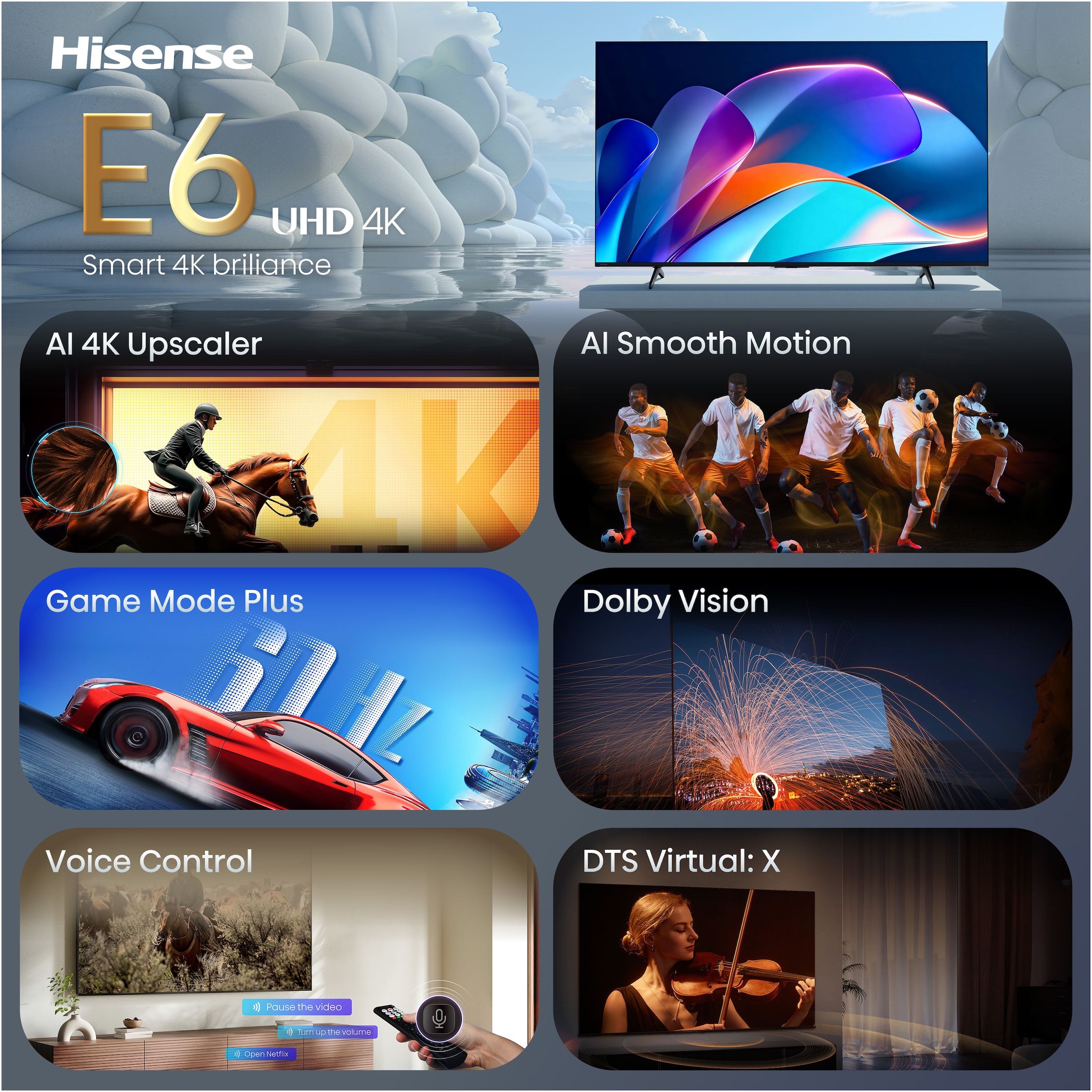 Hisense DLED-Fernseher »65E6DS« 164 cm/65 ″ Smart-TV