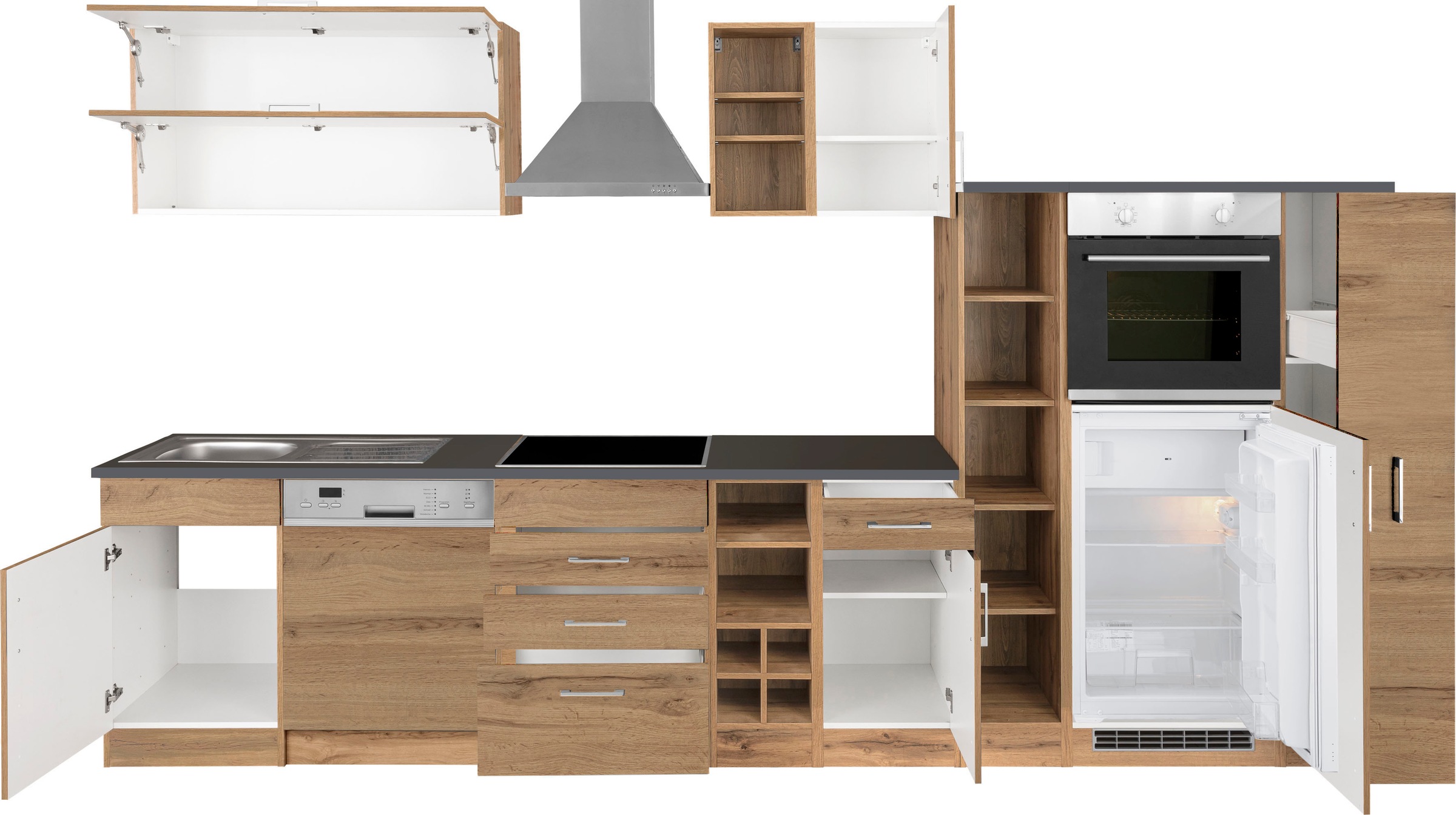 KOCHSTATION Küchenzeile »KS-Colmar«, mit E-Geräten, Breite 360 cm