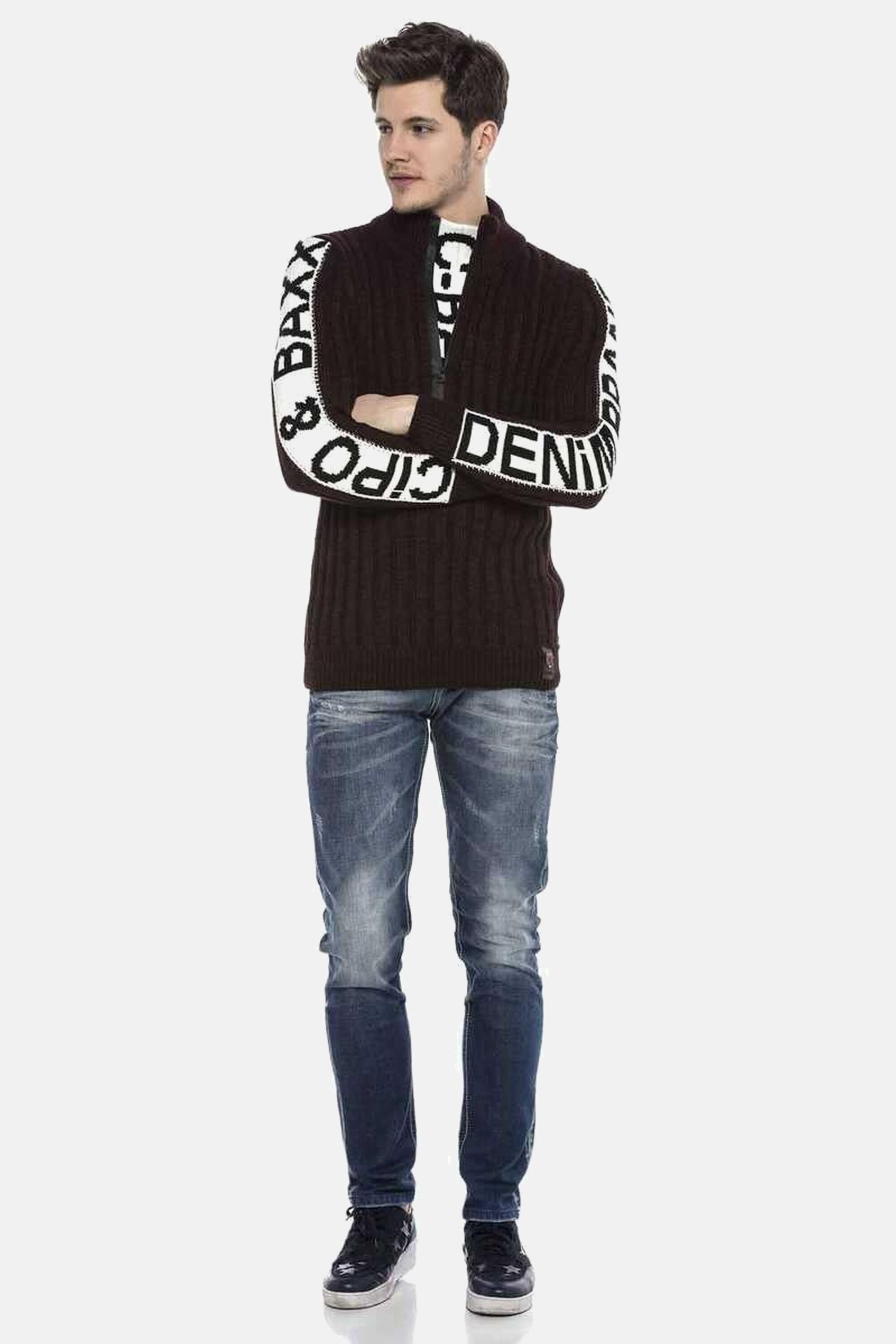 Cipo & Baxx Strickpullover "Pullover" 1 Stk. tlg. mit Marken Schriftzug, CP günstig online kaufen