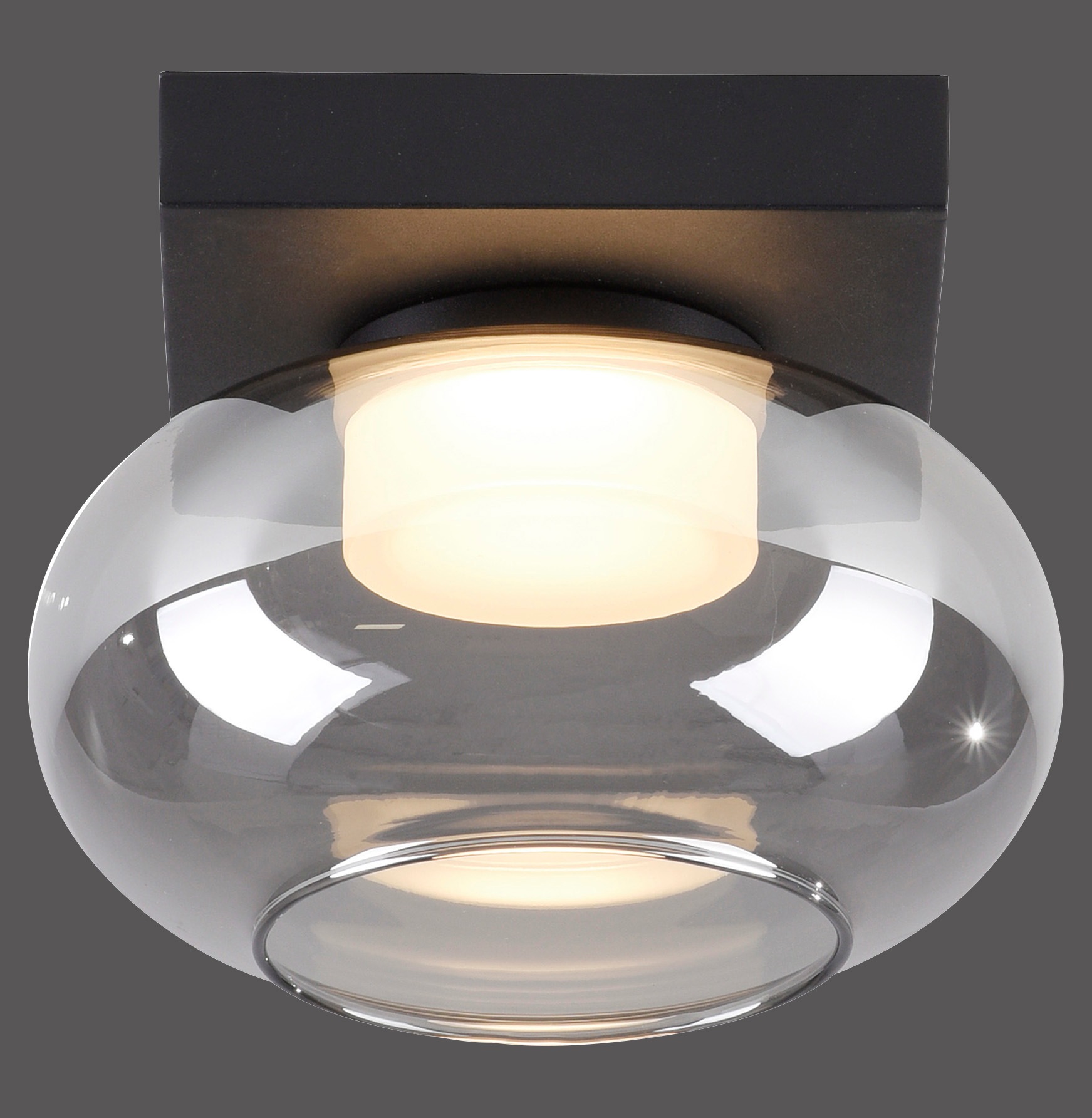 SCHÖNER WOHNEN-Kollektion LED Deckenleuchte »SIA« LED-Board 1 Stk. Warmweiß SCHÖNER WOHNEN Kollektion, SimplyDim, Memoryfunktion, Rauchglas