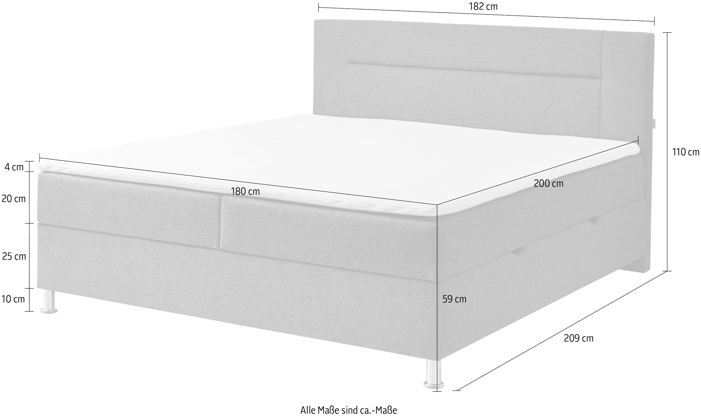 INOSIGN Boxbett »Escalon mit Bettkasten, inkl. Topper«, erhältlich in den Breiten 120x200cm und 180x200cm