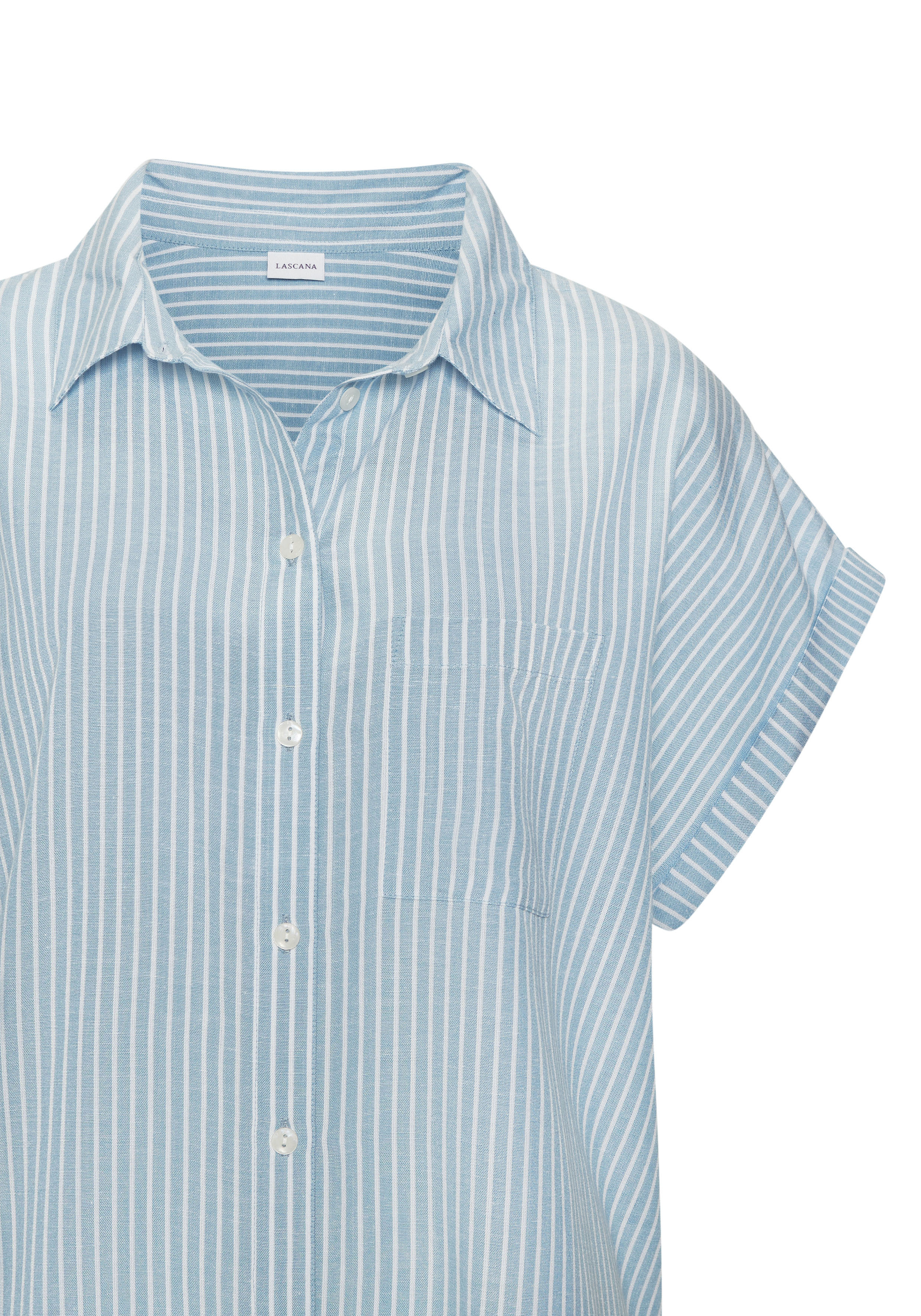 Thumbnail - LASCANA Hemdbluse aus Leinenmix mit Knopfleiste, Leinenbluse, Kurzarmbluse