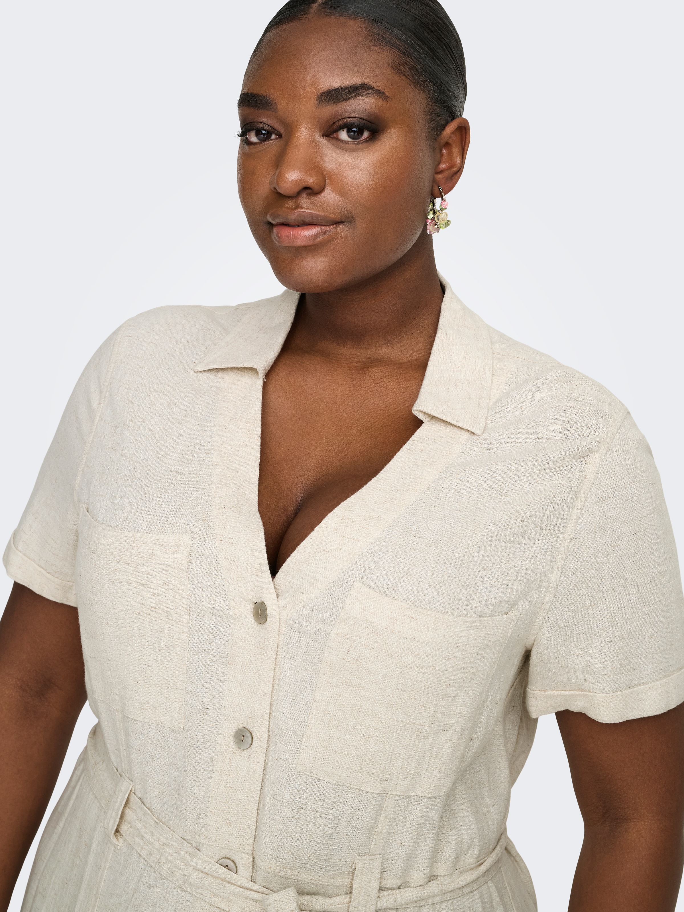 Thumbnail - ONLY CARMAKOMA Blusenkleid "CARSIESTA SS LIN BL SHIRT DRESS PNT NOOS"