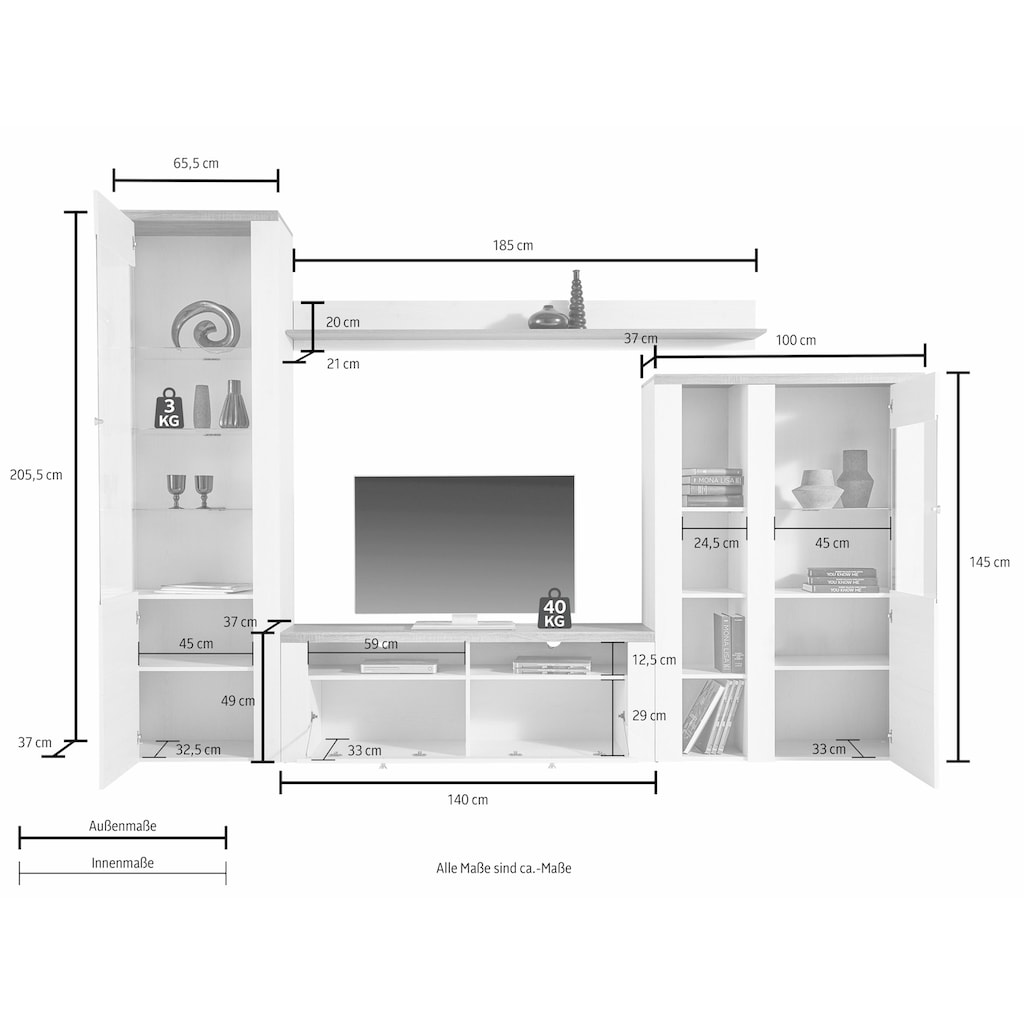 Helvetia Wohnwand »Larona«, (Set, 4 St.)