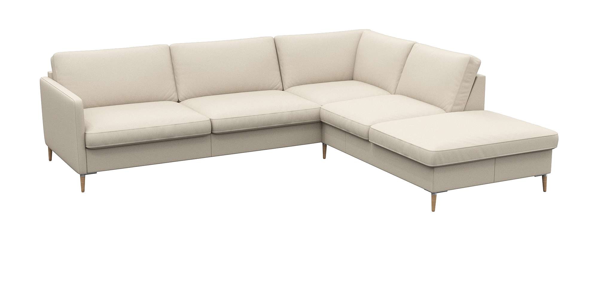 FLEXLUX Ecksofa »Fiore, super Sitzkomfort durch Kaltschaum im Sitz, L-Form«, schmale Armlehnen, Füße Alu+ Eiche