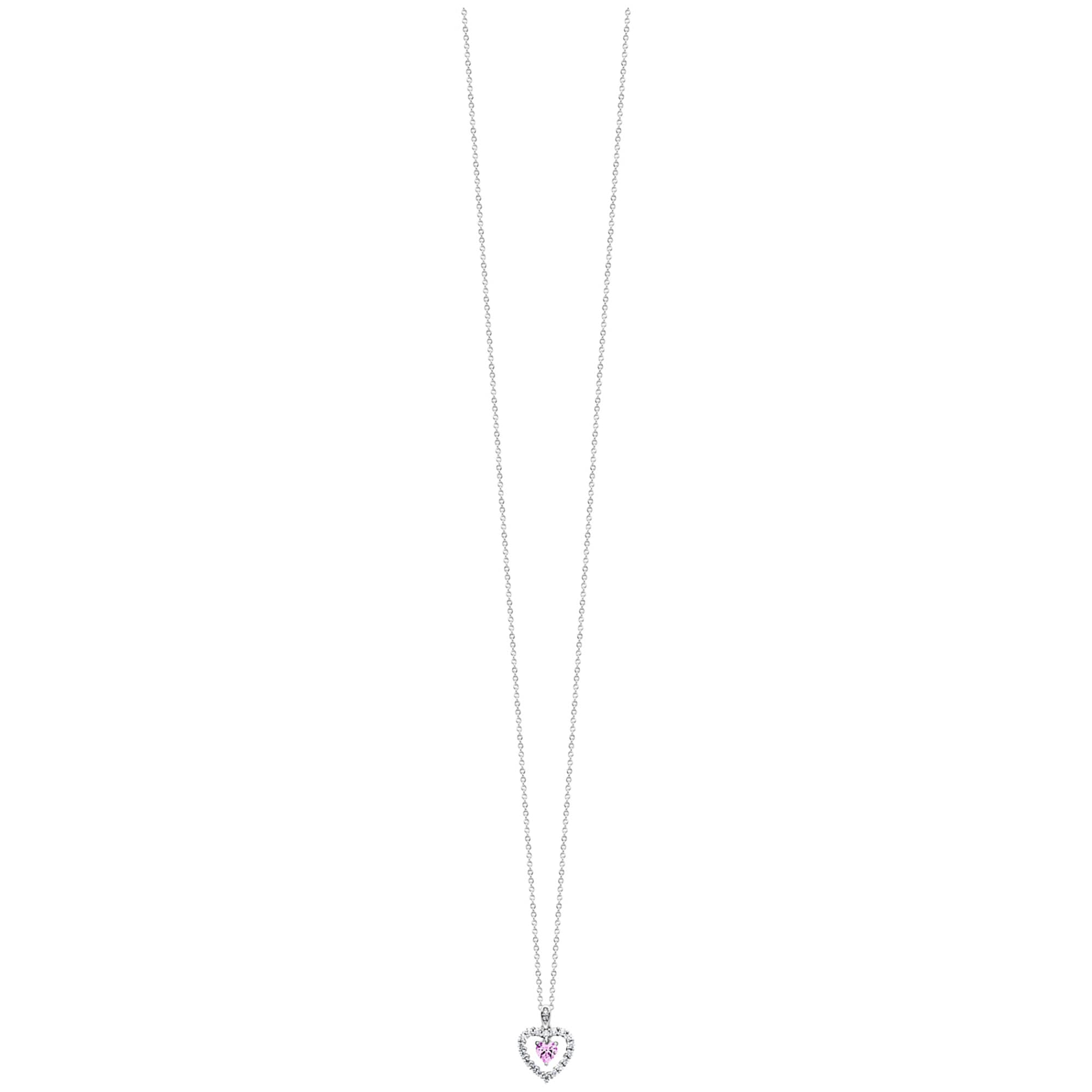 Julie Julsen Kette mit Anhänger »925 Silber rhodiniert Herz Zirkonia weiß rosa«