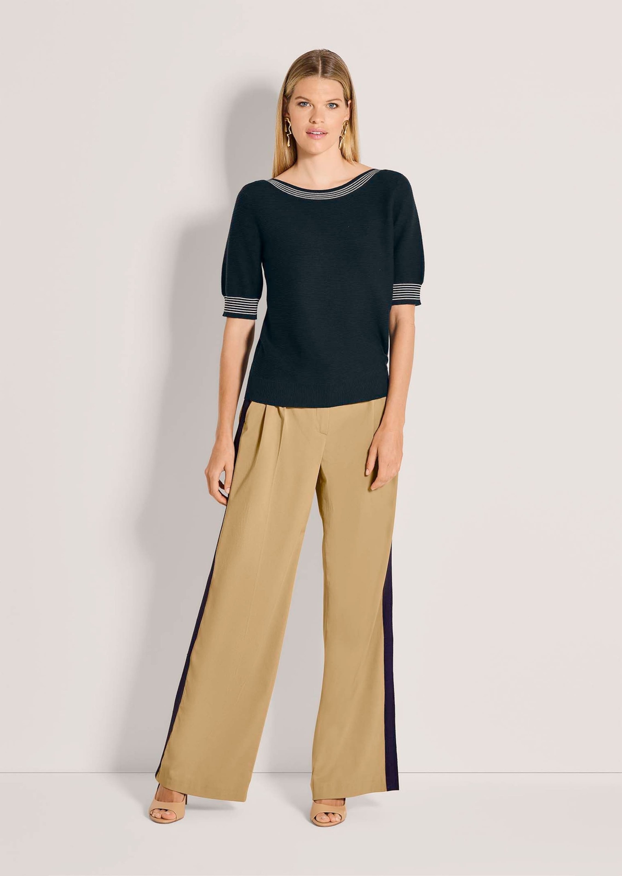 MADELEINE Longpullover "Feinstrickpullover Sommerpullover mit Streifen-Deta günstig online kaufen