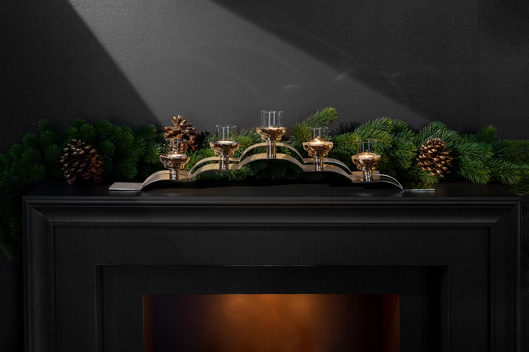 Fink Kerzenleuchter »NUVOLA«, (1 St.), Teelichthalter inkl. Glas, 5-flammig, vernickelt