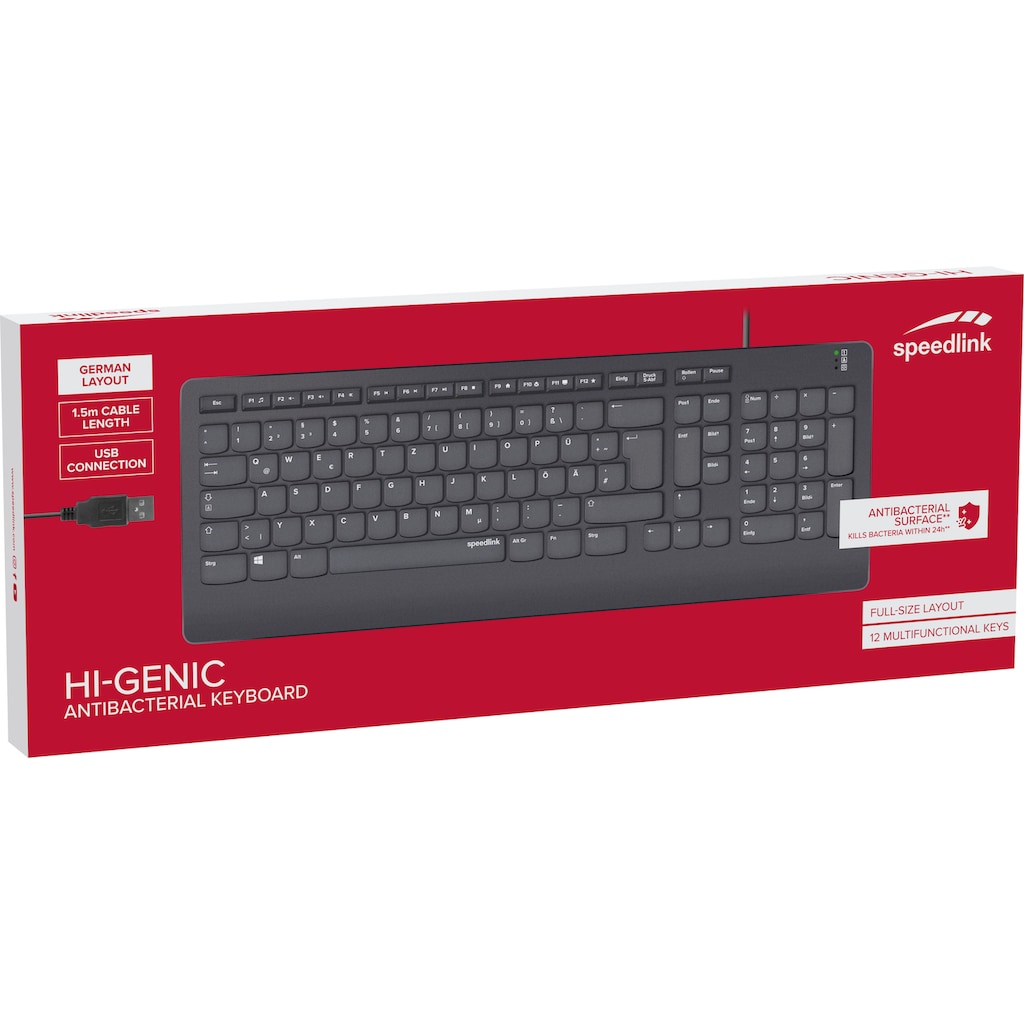 Speedlink PC-Tastatur »HI-GENIC Antibacterial«, (Funktionstasten)