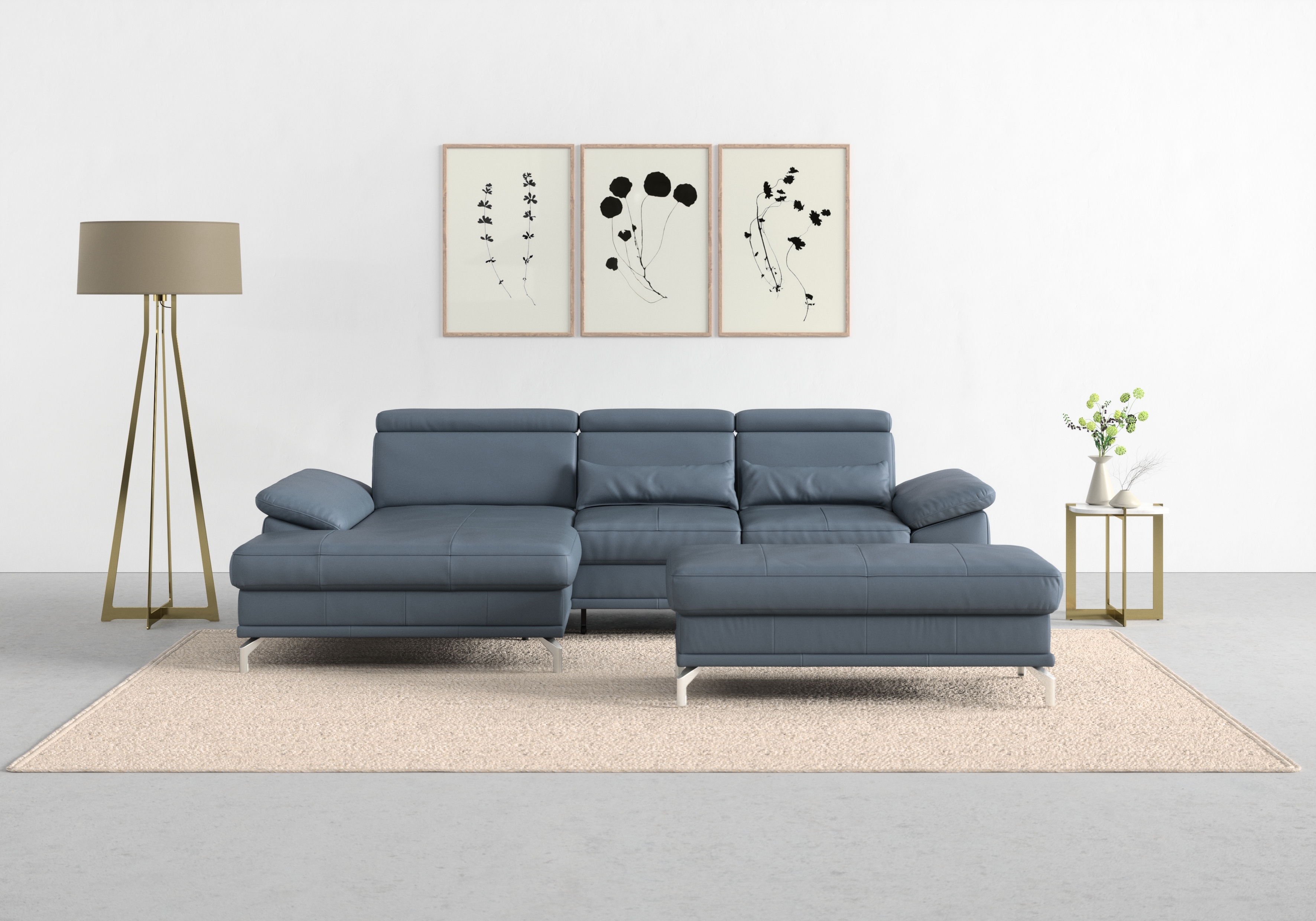 sit&more Ecksofa "Cabrio L-Form, B: 295 cm, mit Sitztiefen-, Arm- & Kopfteilverstellung" 2 Nierenkissen, Federkern, optional Schlaffunktion und Stauraum