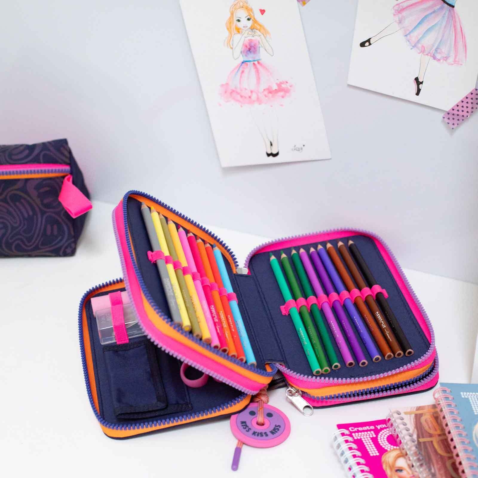 Depesche Buntstift »3-Fach Federtasche Night Light inkl. Stifte TOPModel bunt«