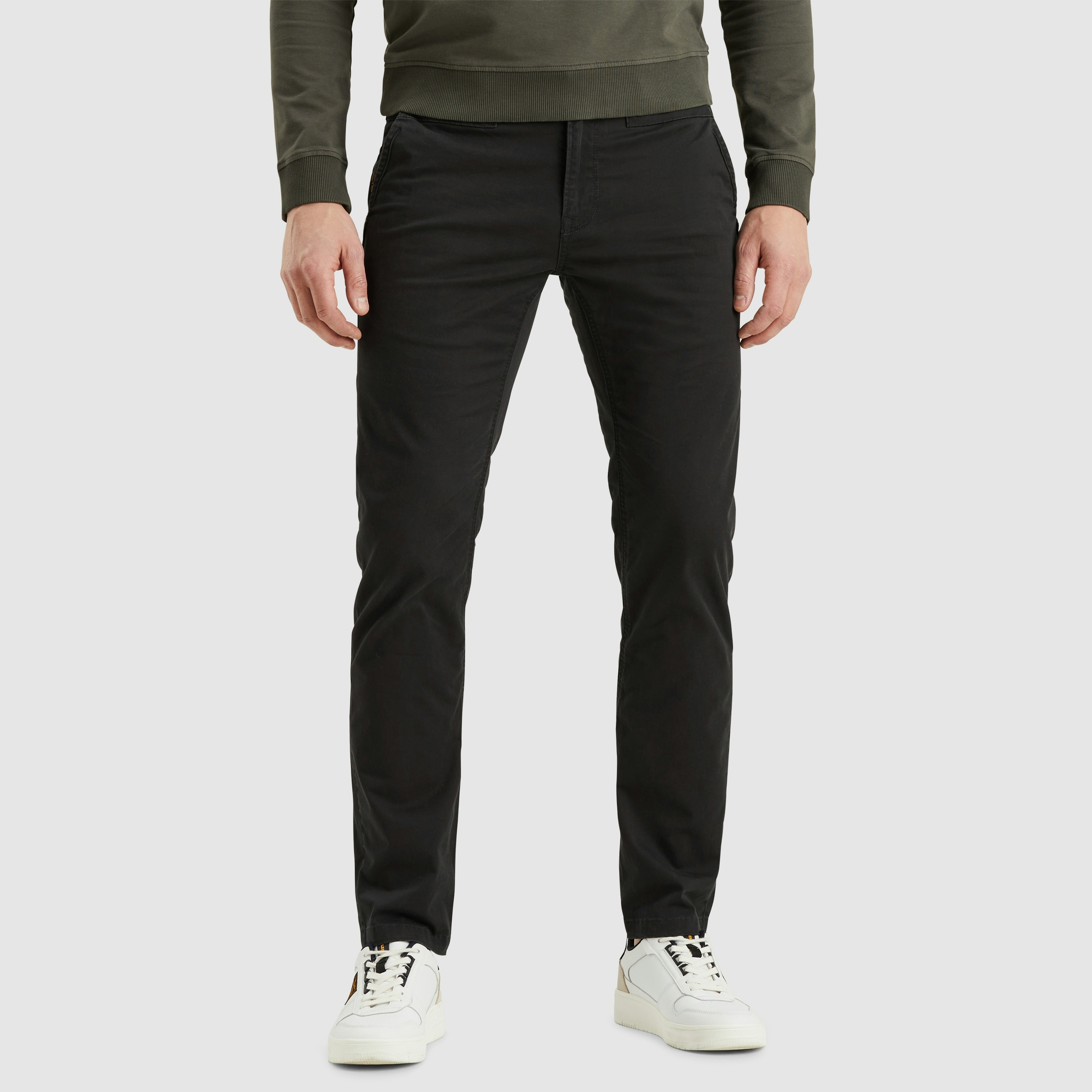 Chinohose PME LEGEND "TWIN WASP CHINO LEFT HAND STRETCH TWILL", Herren, Gr. 31, Länge 36, schwarz, Canvas, Obermaterial: 97% Baumwolle, 3% Elasthan, unifarben, regular fit knöchellang, Hosen Chinohose, mit Taschen