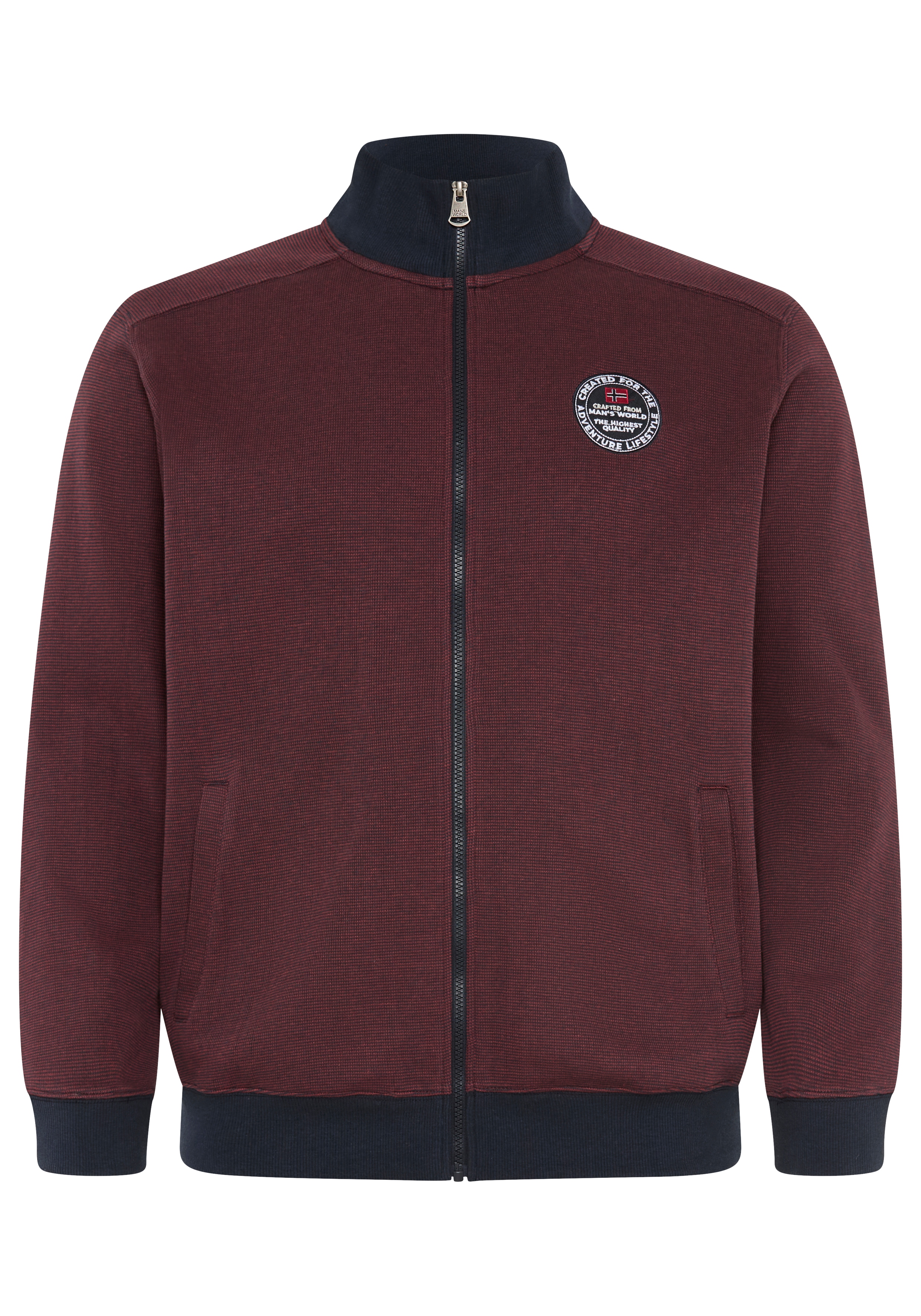 Mans World Plus Sweatjacke Regular Fit, mit normaler Länge, Langarm, aus Baumwolle und Polyester
