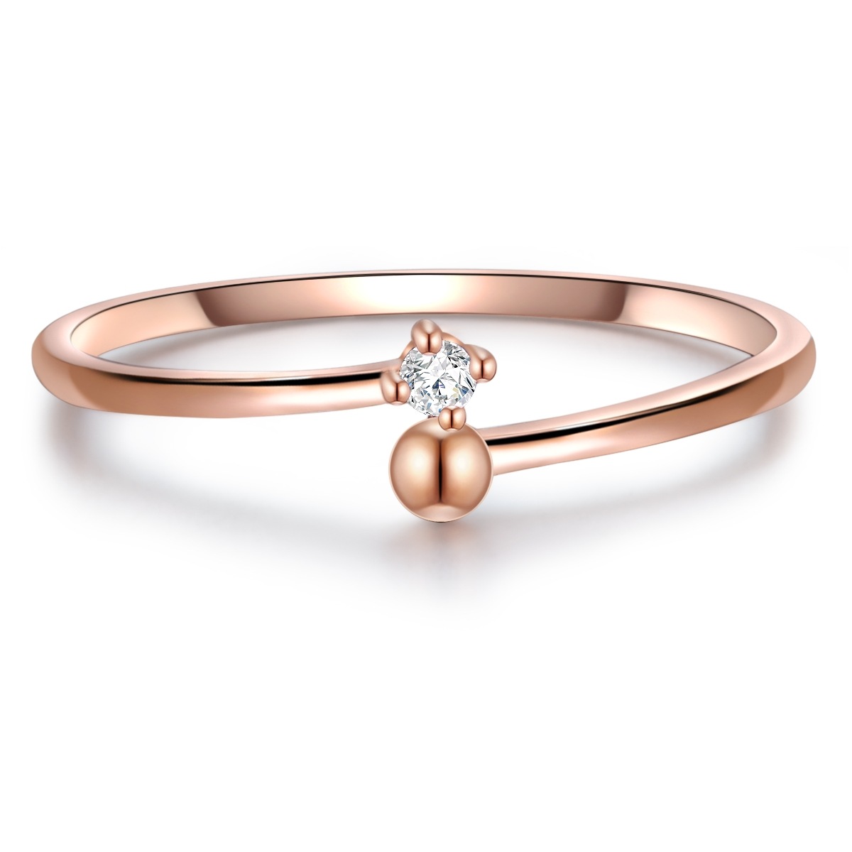 Damen Solitärring "GSM240", 50, Silber 925 (Sterlingsilber)roségold, GLANZSTÜCKE MÜNCHEN, Silber 925 (Sterlingsilber), Fingerringe, aus Sterling