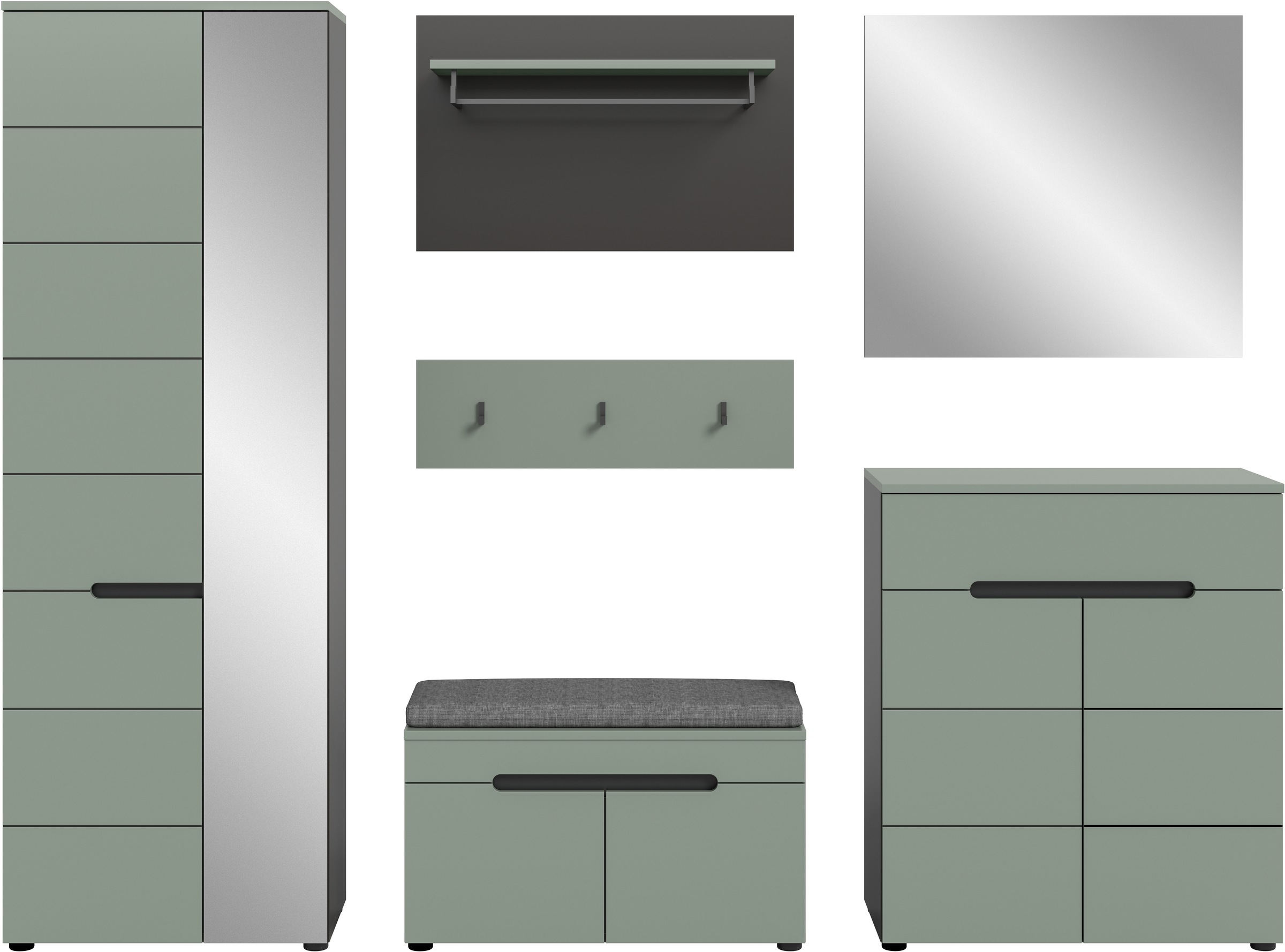 Thumbnail - INOSIGN Garderoben-Set "REHAT, TOPSELLER, 6-teilig, Breite 255 cm, individuell erweiterbar" Set, Schrank, Sitzbank, Sitz...