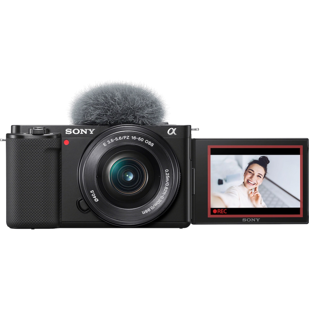 Sony Systemkamera »ZV-E10L«, E PZ 16 - 50 mm F3.5 - 5.6 OSS (SELP1650), 24,2 MP, Bluetooth-WLAN (WiFi), Vlog-Kamera mit schwenkbarem Display inkl. SEL16-50 Objektiv