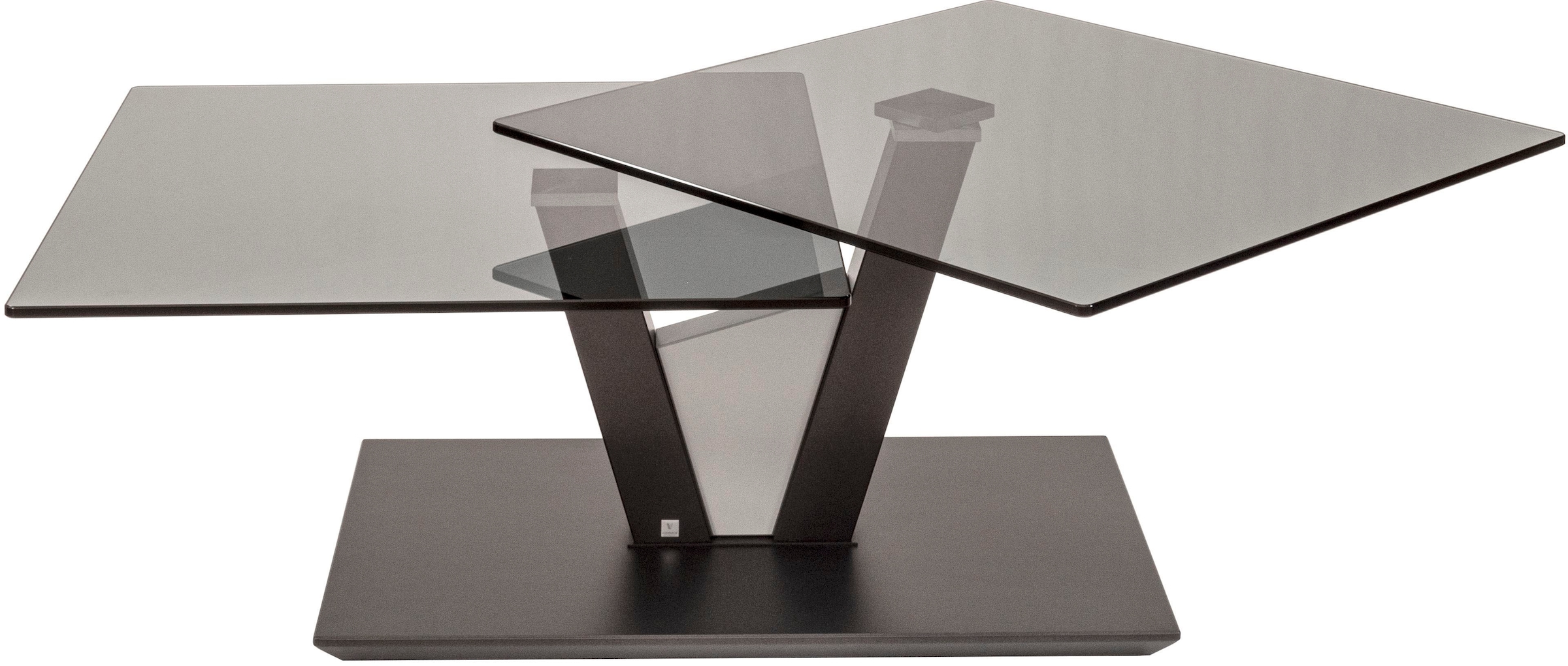 Vierhaus Couchtisch, Glasplatte drehbar, rollbar