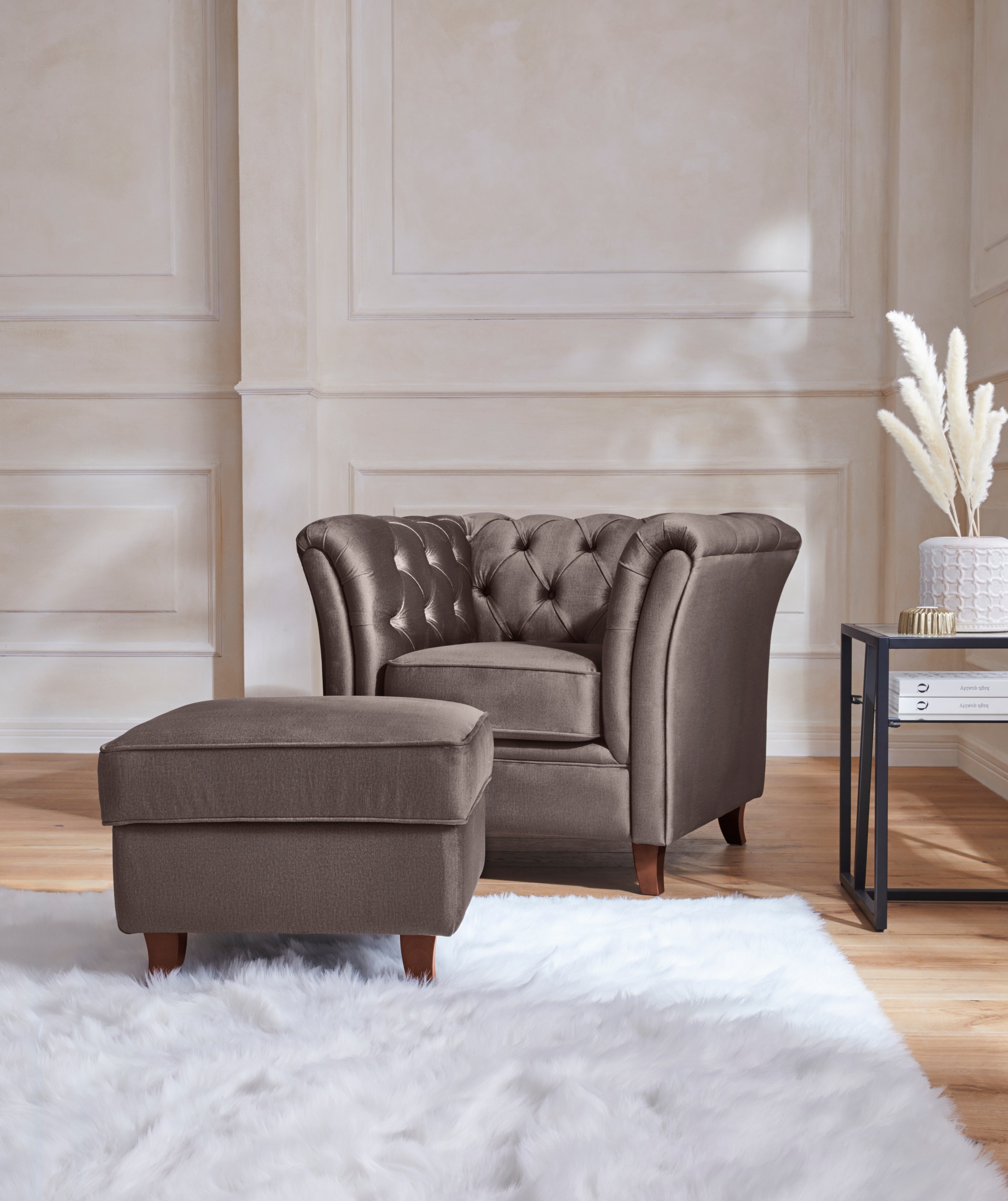 Home affaire Chesterfield-Sessel »Reims Cocktailsessel, Sessel«, mit echter Chesterfield-Knopfheftung, hochwertige Verarbeitung