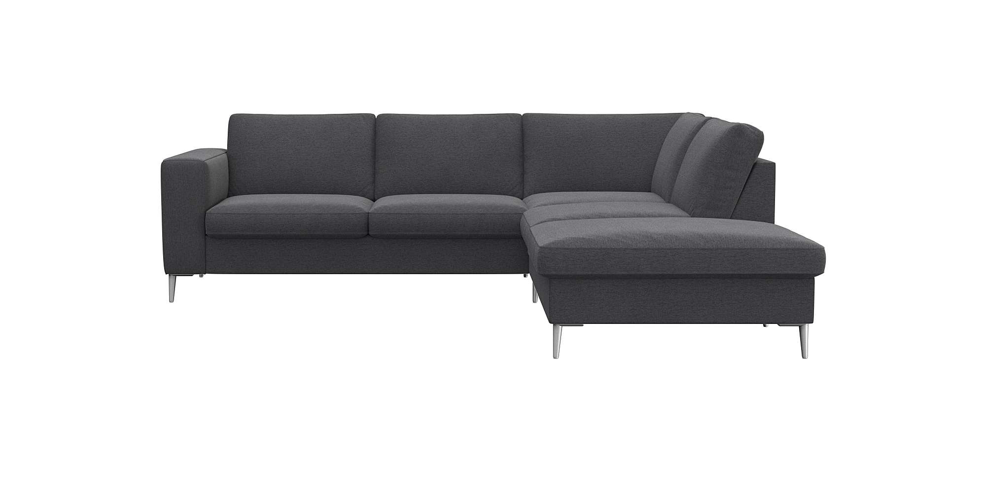 FLEXLUX Ecksofa "Fiore, L-Form" breite Armlehnen, Füße alufarben, B/T 241/225 cm, Kaltschaum im Sitz