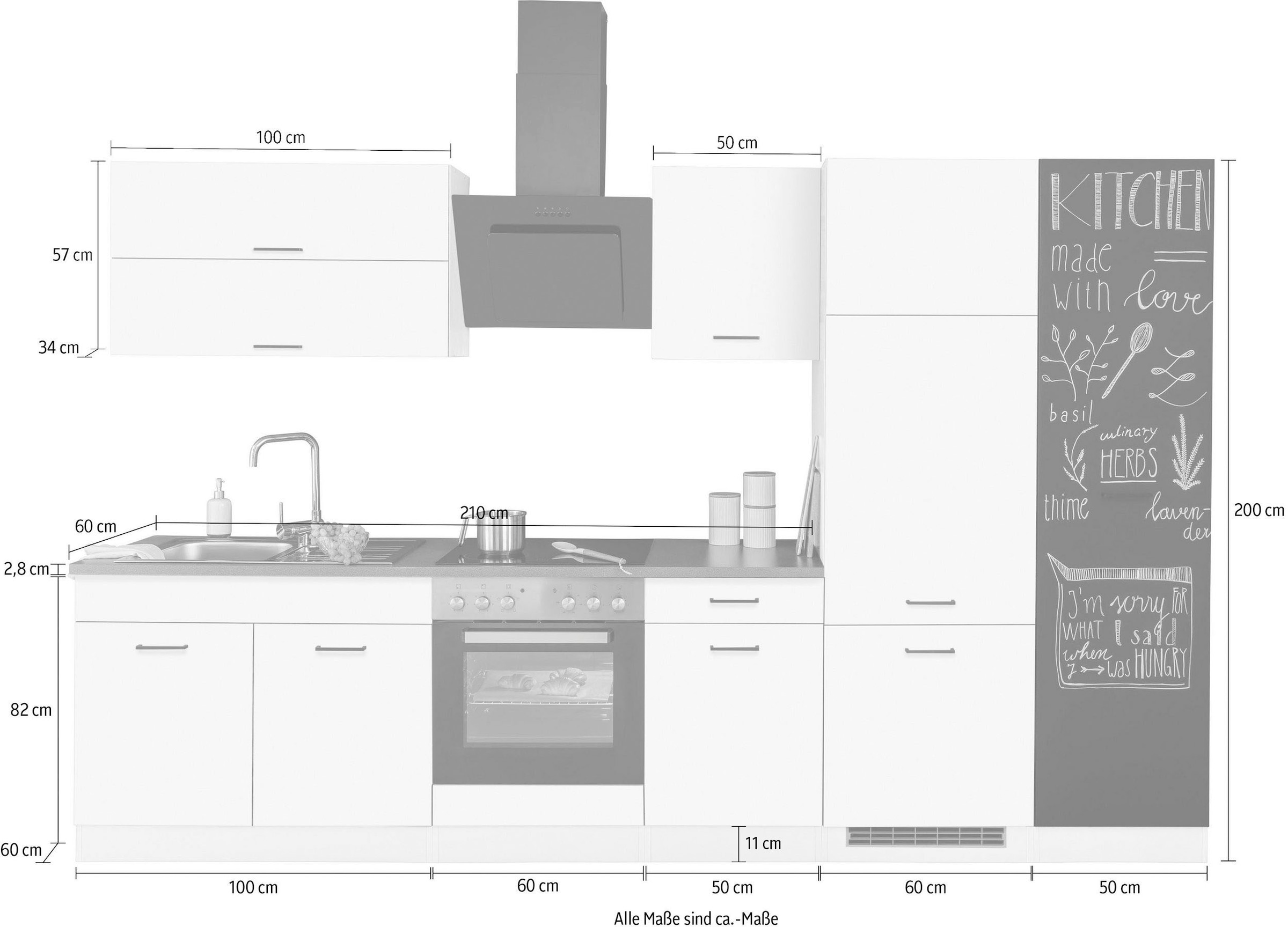 HELD MÖBEL Küchenzeile »Trier«, ohne E-Geräte, Breite 320 cm