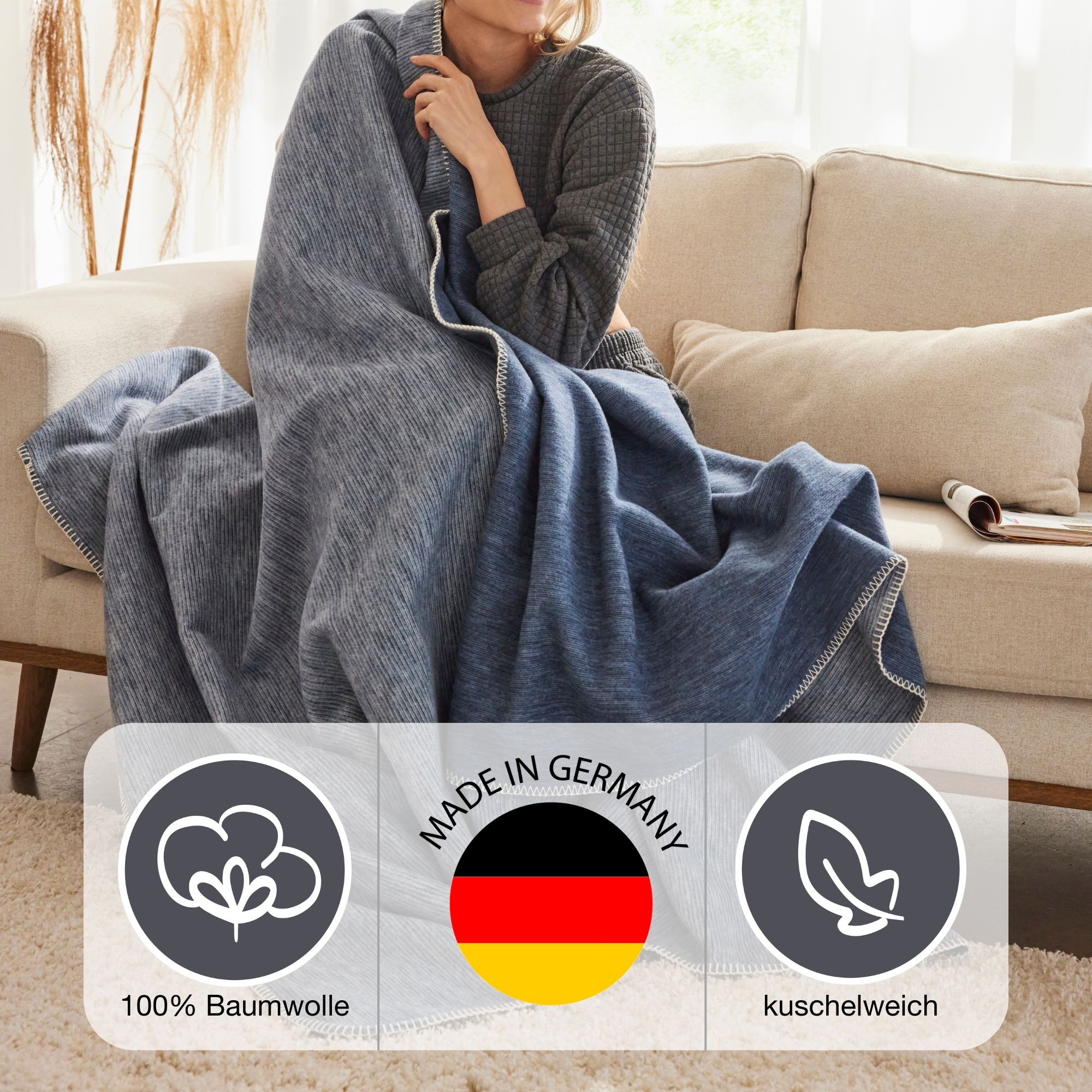 IBENA Wohndecke »Wohndecke Lausanne«, in schlichtem Melange-Look
