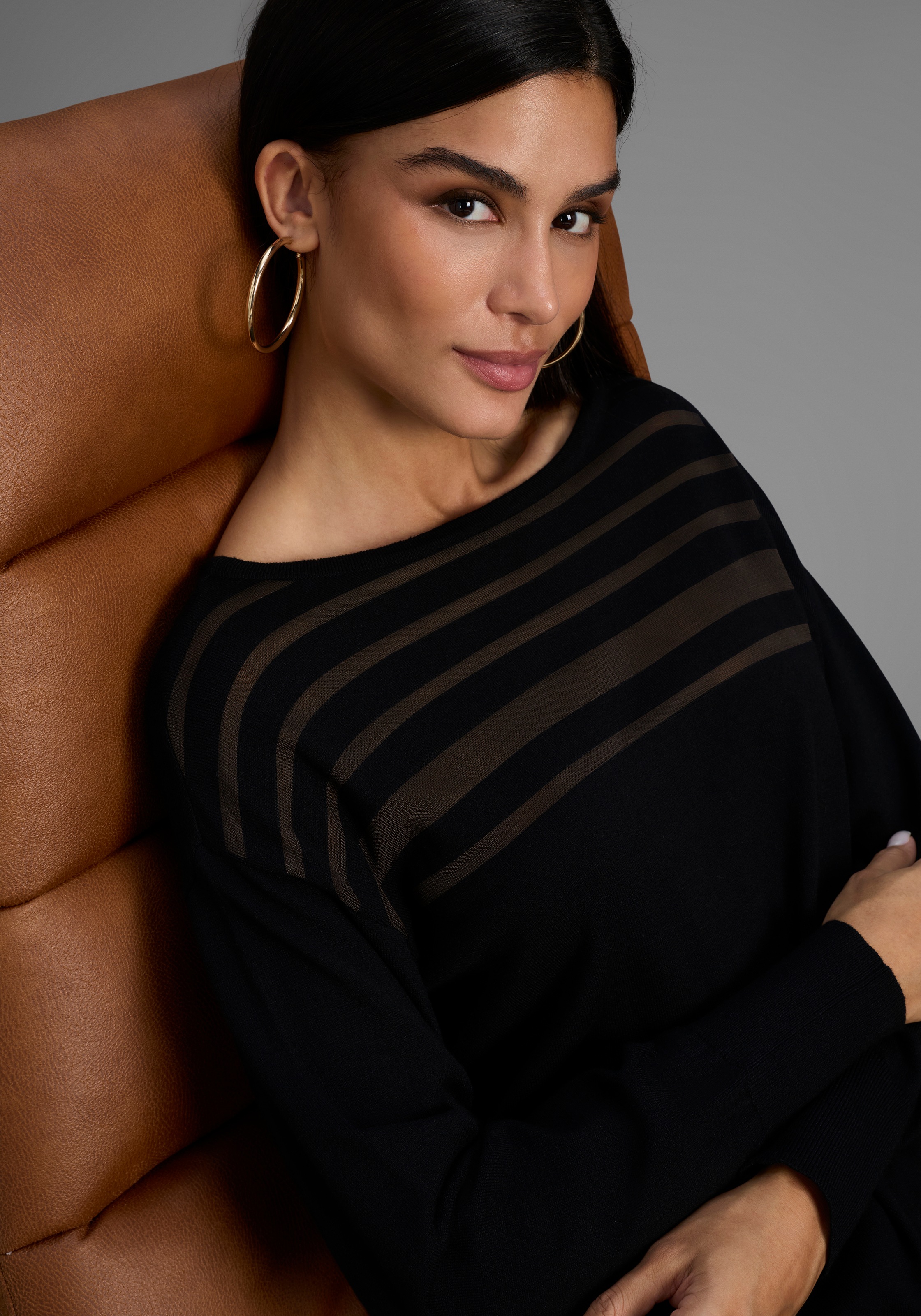 Thumbnail - Laura Scott Strickpullover Feinstrickpullover mit Meshstreifen