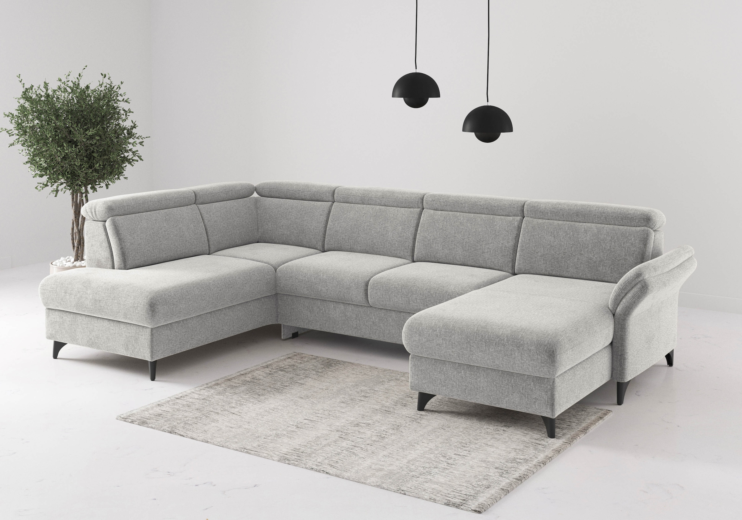 sit&more Wohnlandschaft "Glendale, U-Form" inkl. Kopfteilverstellung,wahlweise mit Vorziehsitz und Bettkasten