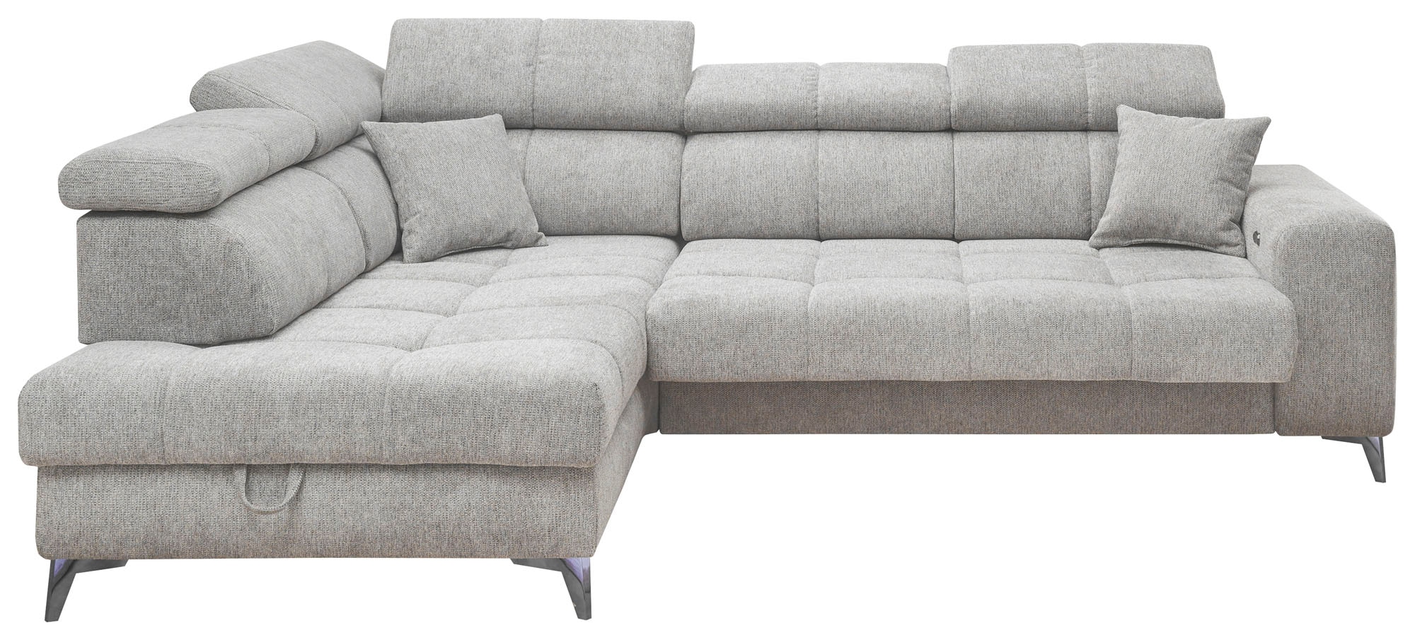 ED EXCITING DESIGN Ecksofa »Sydney L-Form mit Bettfunktion, Bettkasten, Kopfteilverstellung«, motorischer Sitztiefenverstellung, USB-Port & 2 Zierkissen