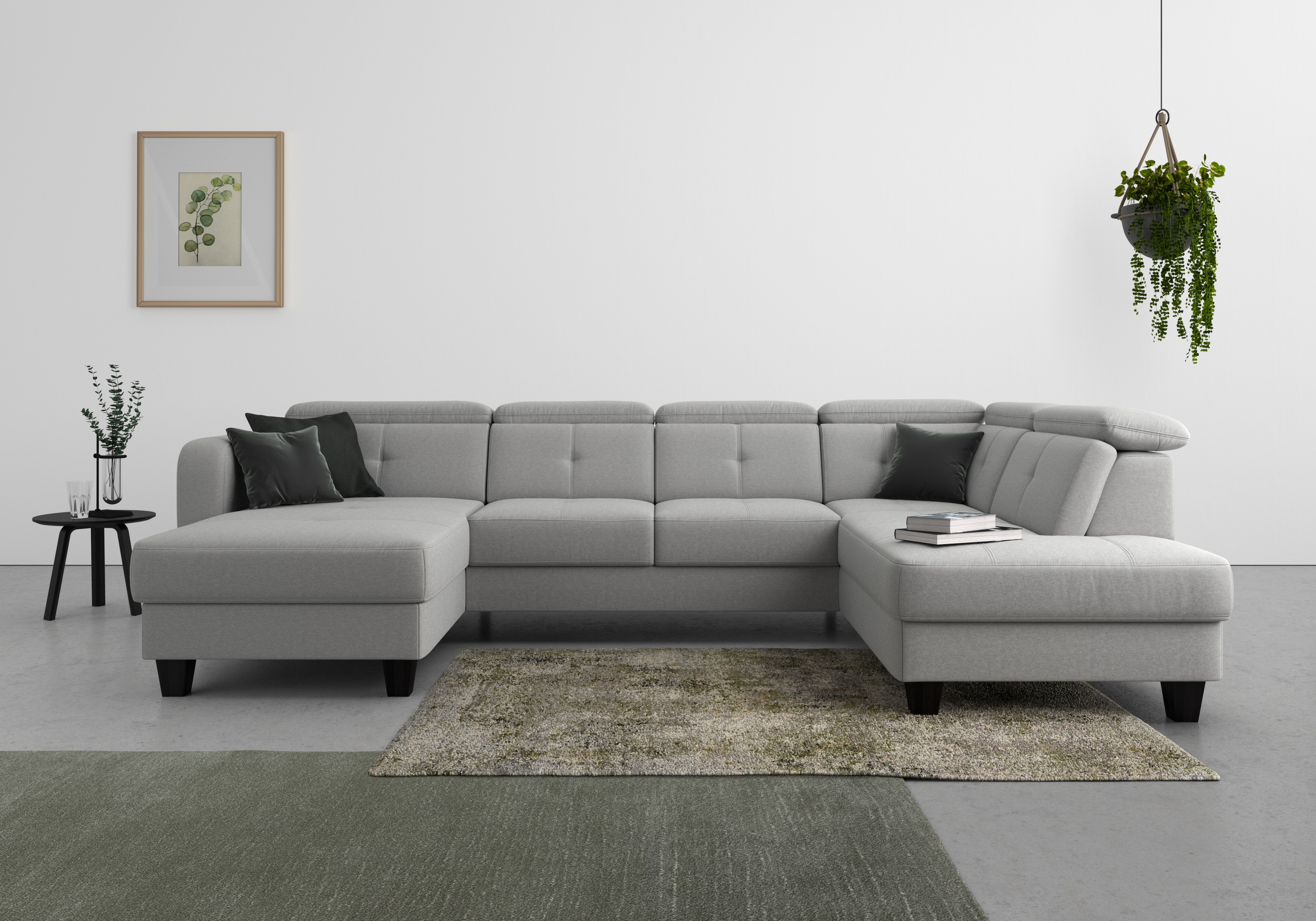 sit&more Wohnlandschaft "Belluci U-Form" Kopfteilverstellung und Federkern, wahlweise mit Schlaffunktion