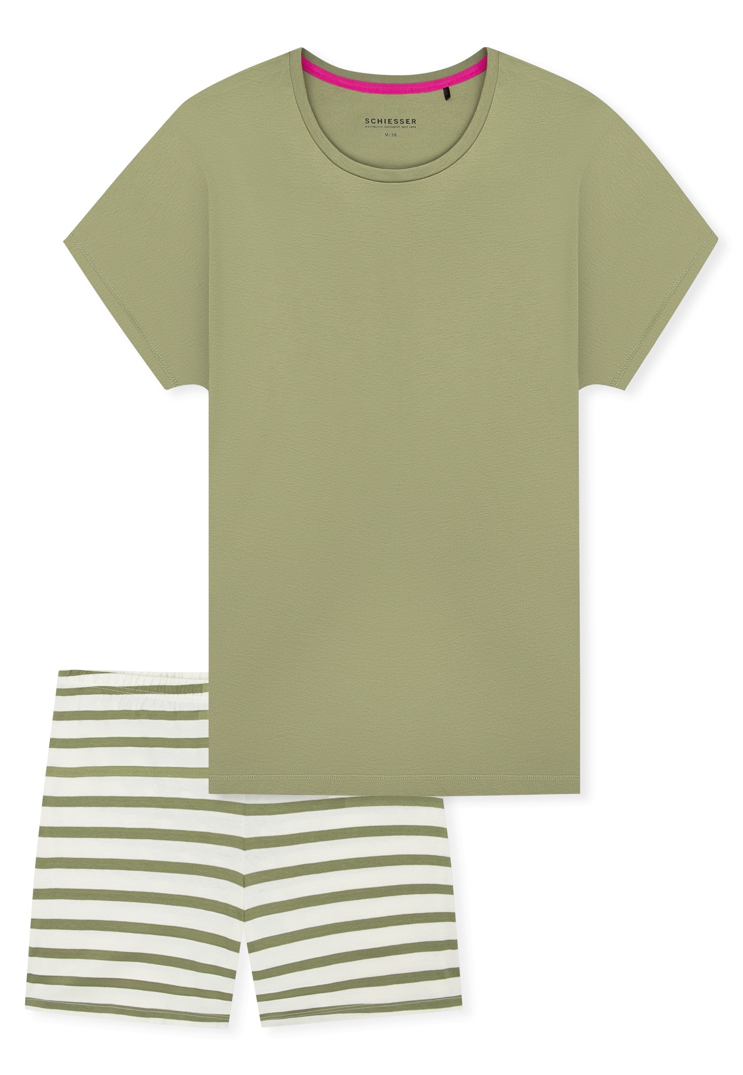 Schiesser Shorty "Casual Essentials" 2 mit unifarbenem Shirt und gestreifte günstig online kaufen