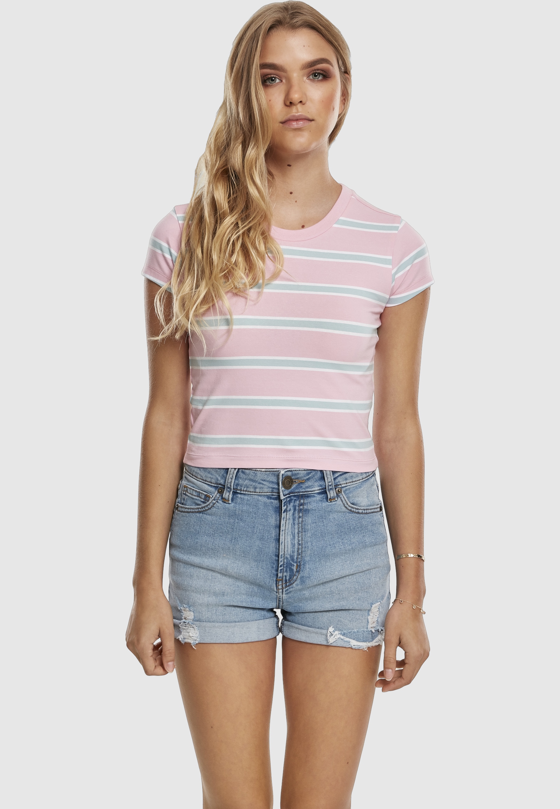 URBAN CLASSICS T-Shirt »Urban Classics Damen Ladies Stripe Cropped Tee« 1 Stk.