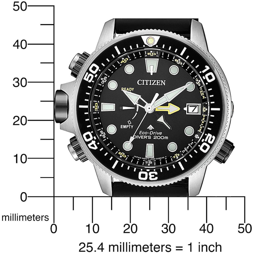 Citizen Taucheruhr »Promaster Eco-Drive Aqualand 200m, BN2036-14E«, (Set, 2 tlg., mit Verlängerungsband)