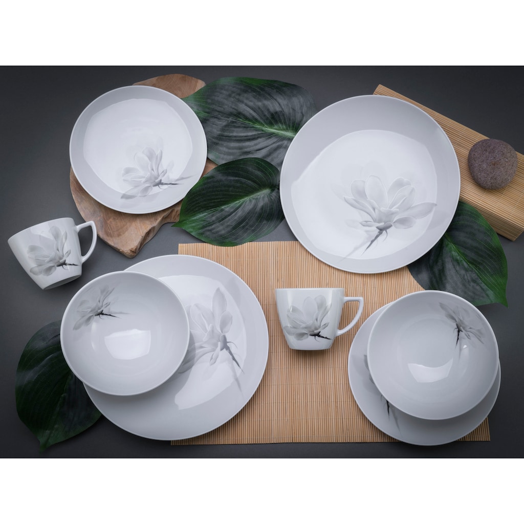 CreaTable Kombiservice »Home Magnolie«, (Set, 16 tlg.), Dekor mit Magnolienblüte