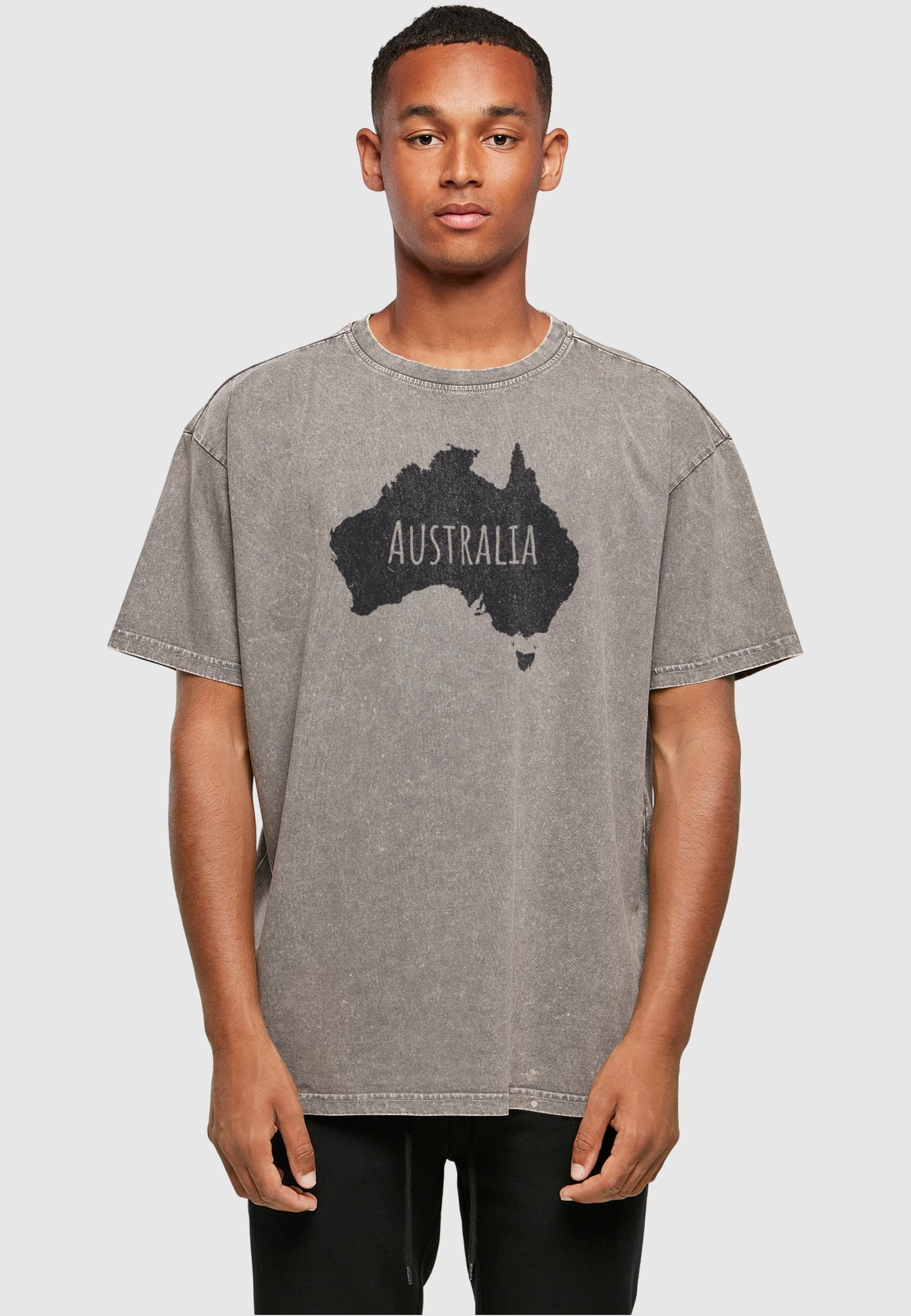 Merchcode T-Shirt »Merchcode Herren Australia Acid Washed Heavy Oversize Tee«, (1 tlg.)