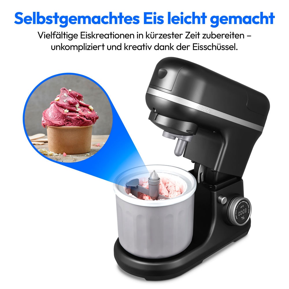 Medion® Küchenmaschine »MD 18442 8 Geschwindigkeitsstufen, schwarz«, schwarz