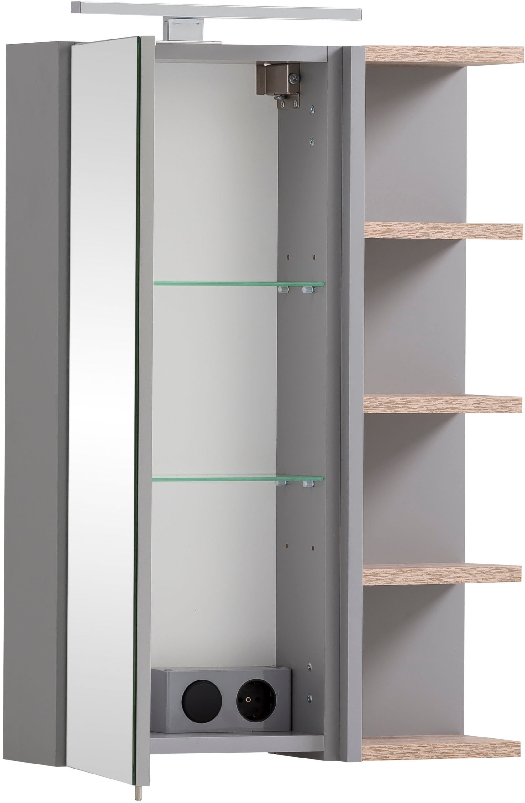 Thumbnail - welltime Spiegelschrank "Lugo, Breite 49 cm" Mit LED-Beleuchtung, Regal beidseitig montierbar