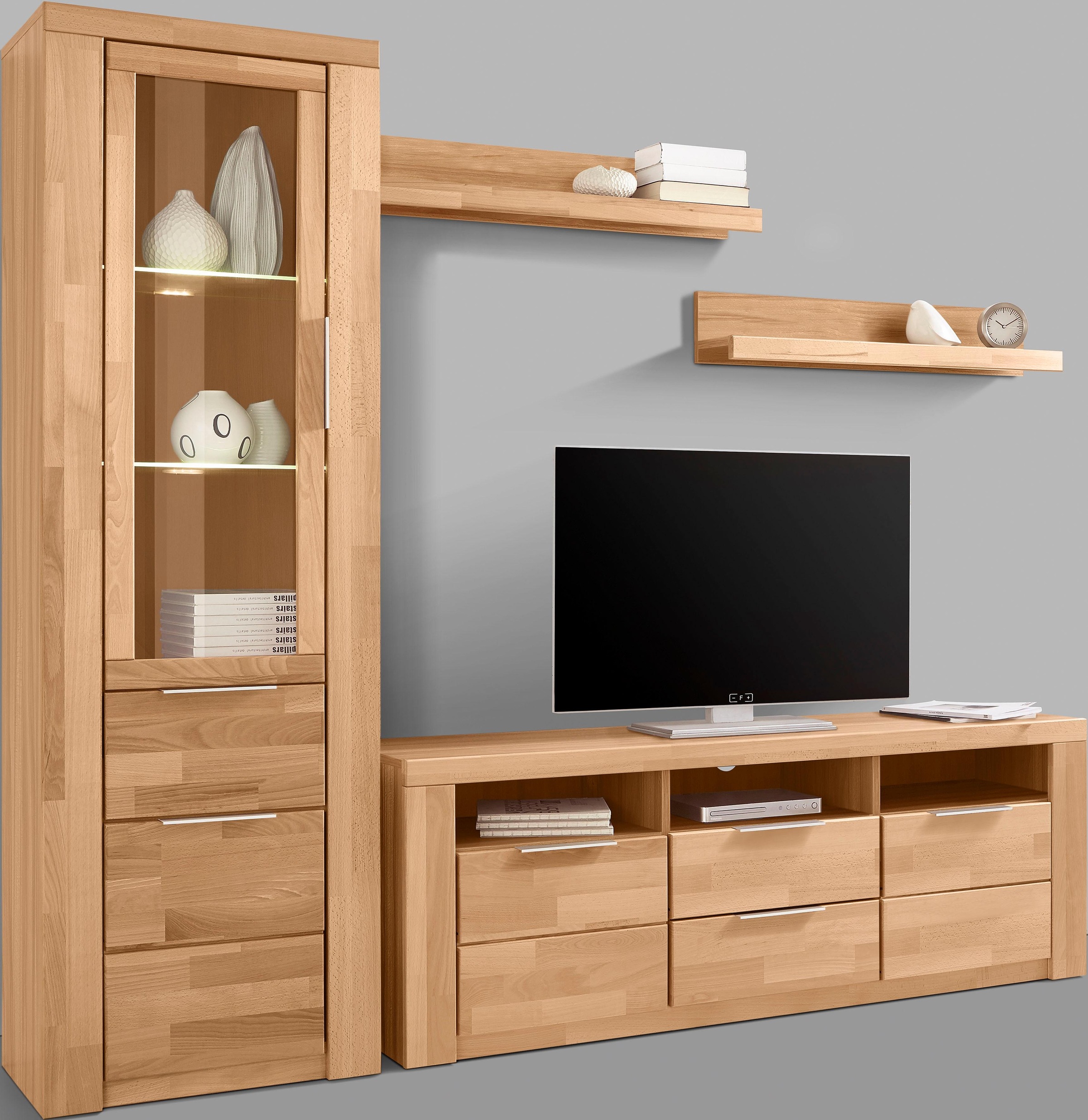 Home affaire Wohnwand "Zara" Set, 4 Stk. tlg. teilmassives Holz günstig online kaufen