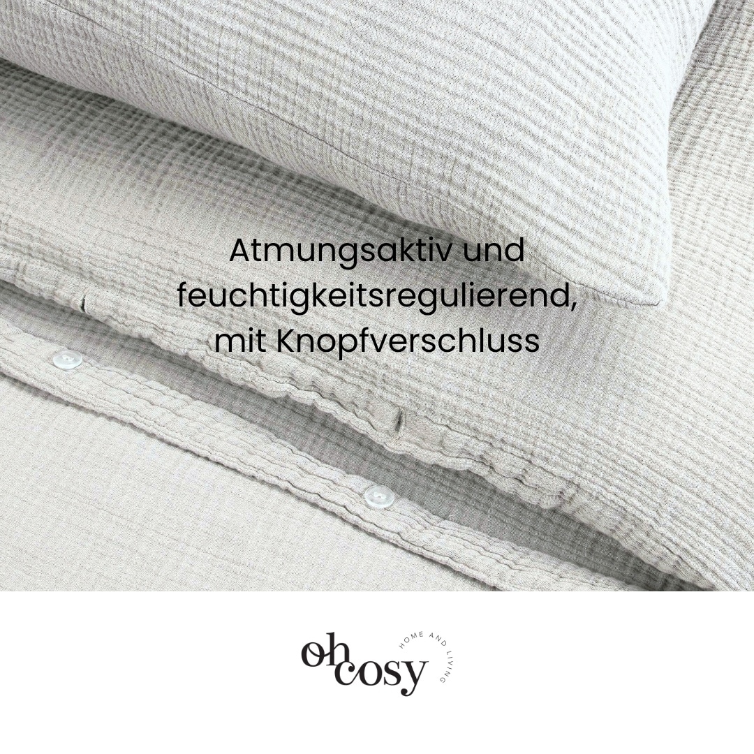 Oh cosy Bettwäsche »Sally aus superweichem Musselin, 135x200cm + 80x80cm«, Made in Green