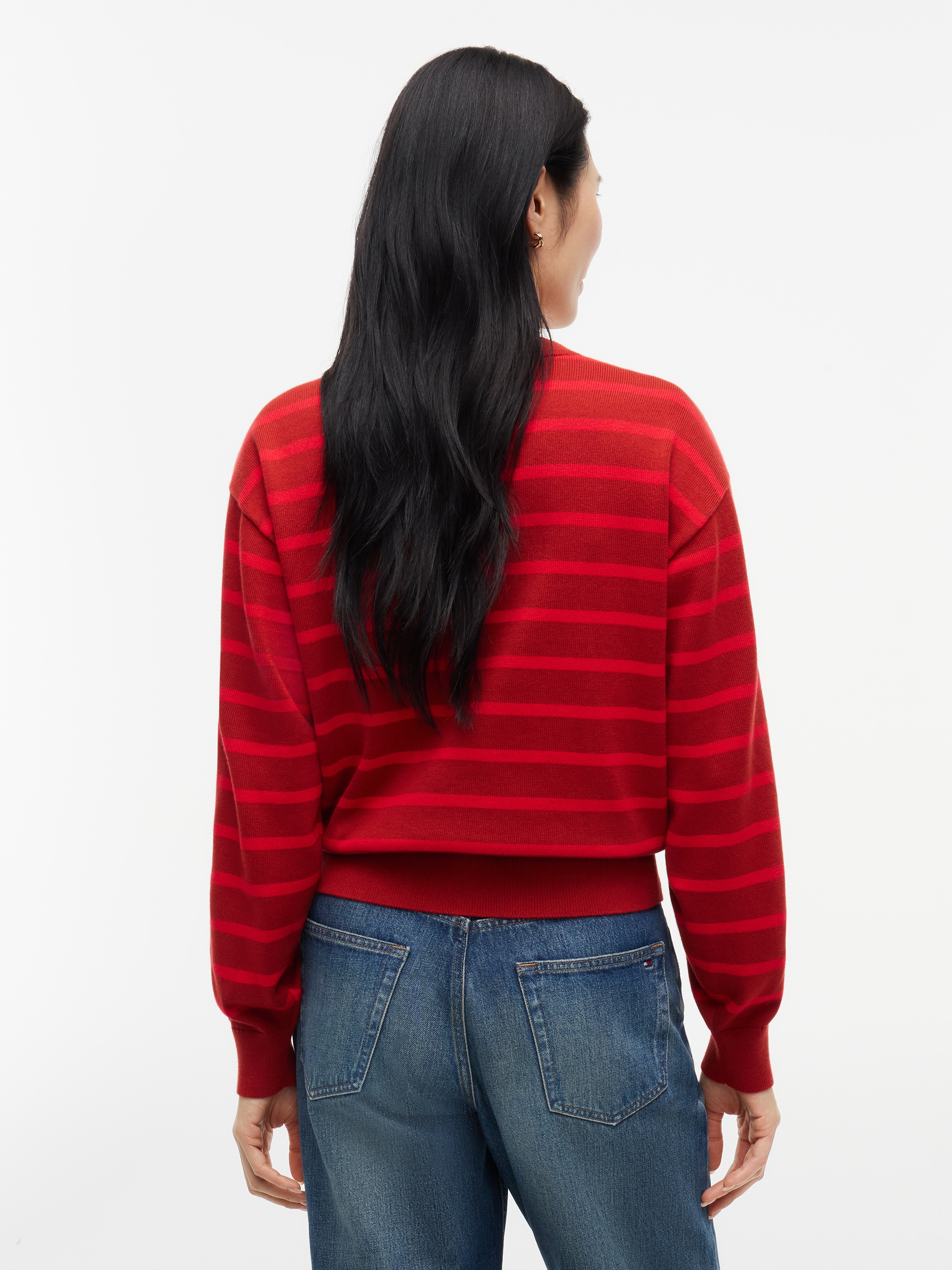 Tommy Hilfiger Strickpullover »STRIPED SCRIPT LOGO SWEATER LS« Baumwolle, goldfarbene Zierknöpfe